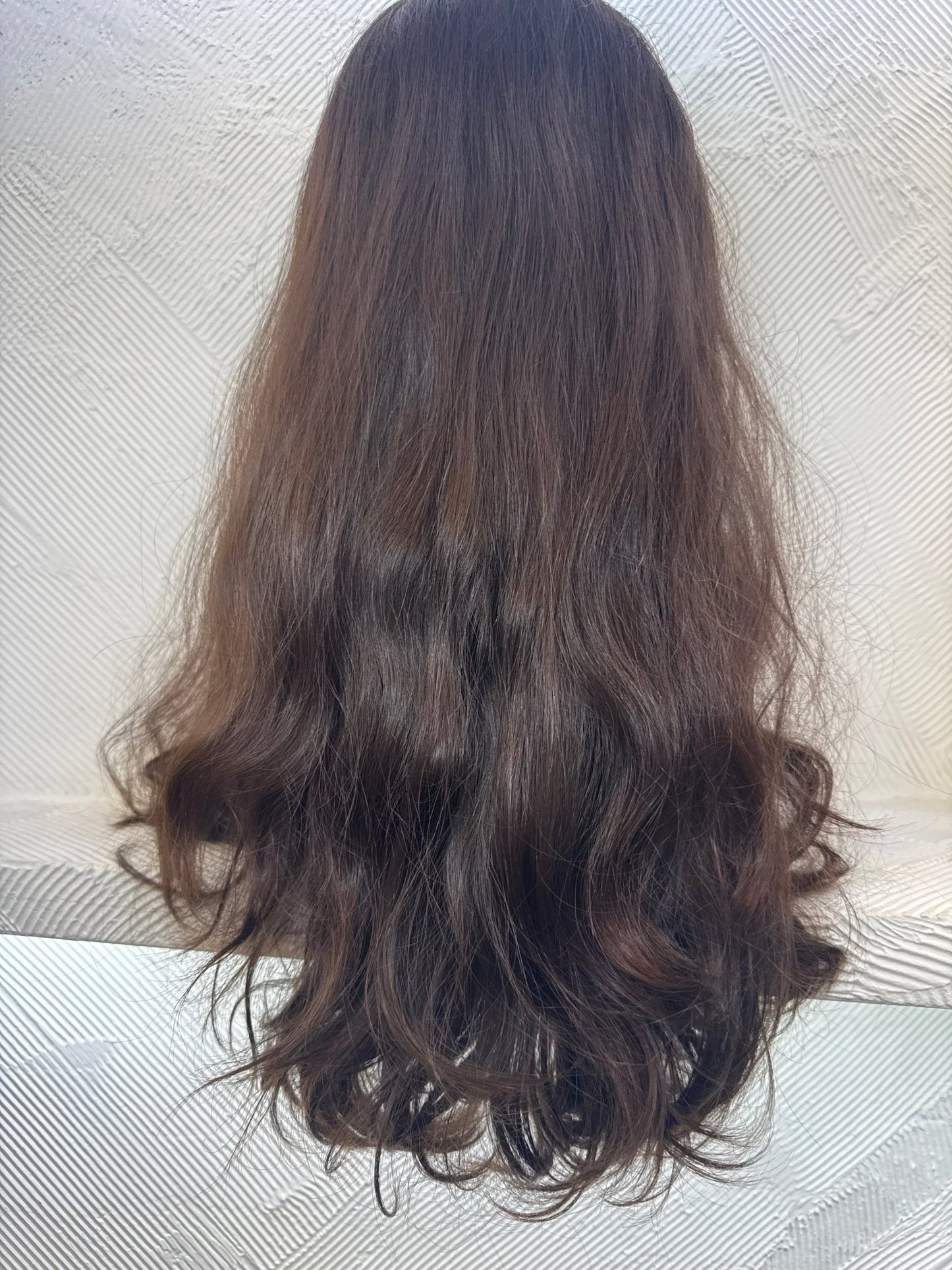 21 Inch Dark Brown Virgin Lace Top Wig | Wavy Human Hair, Medium Cap Human Hair Lace Top Wig | Tallie Wigs Los Angeles
