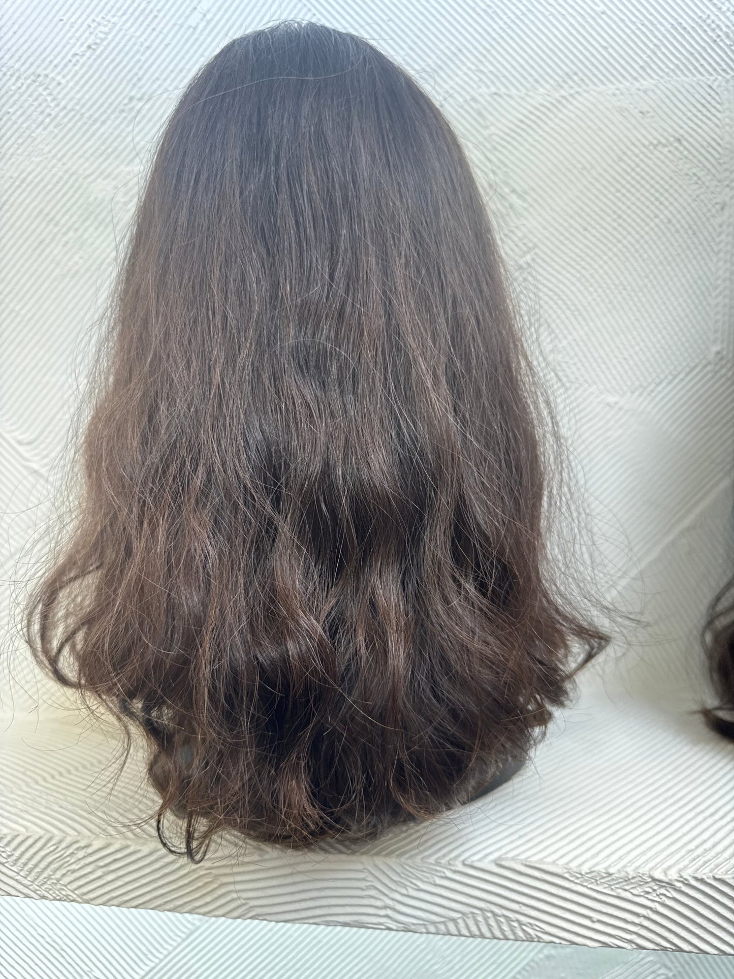17" Human Hair Lace Top Wig | Dark Brown + Chestnut Brown | Medium Cap | Wavy Human Hair Lace Top Wig | Tallie Wigs Los Angeles