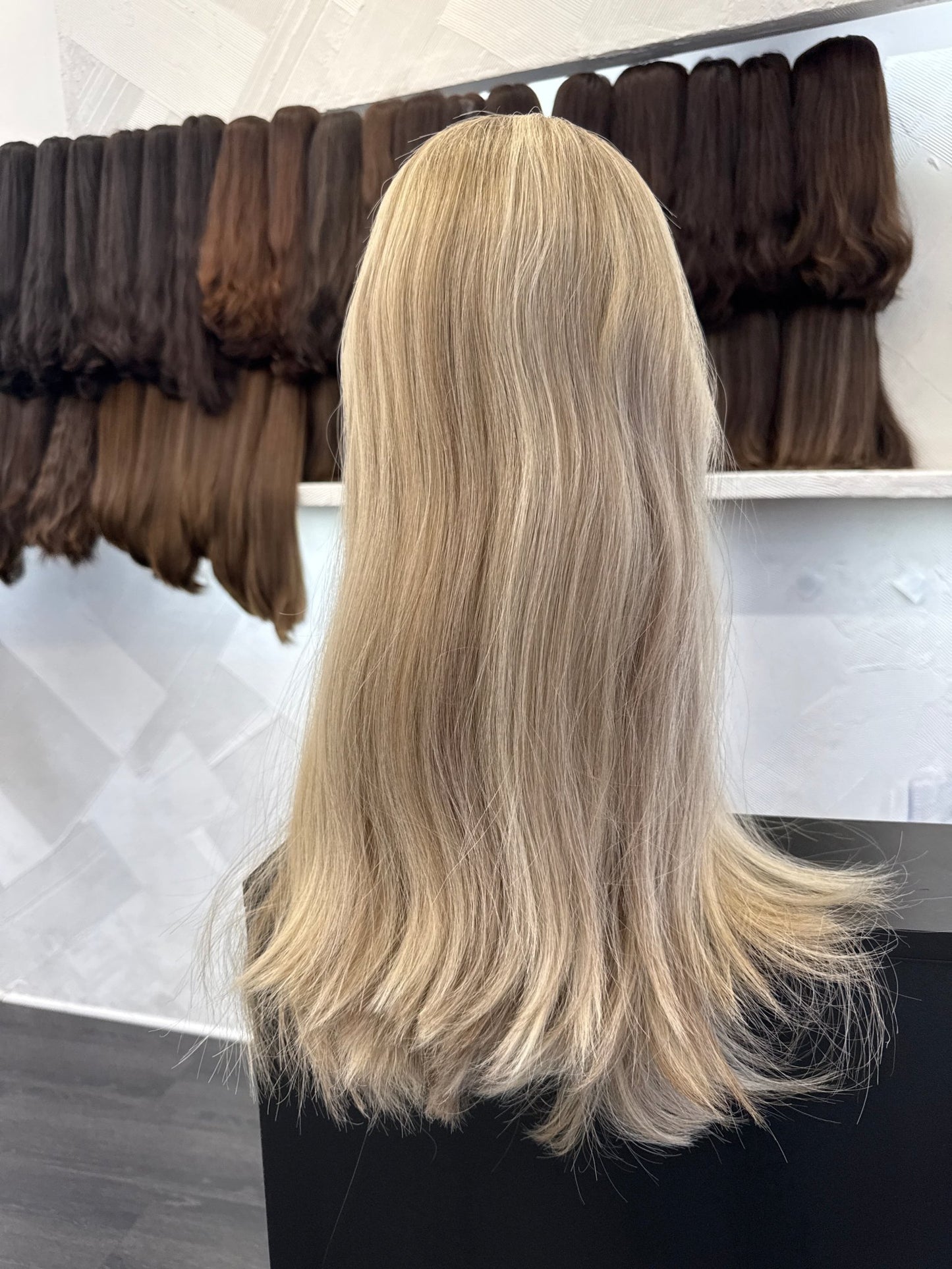 Tallie's Custom Chestnut Blend Wig, 22 Inch | Straight Human Hair | Medium Cap Human Hair Lace Top Wig | Tallie Wigs Los Angeles
