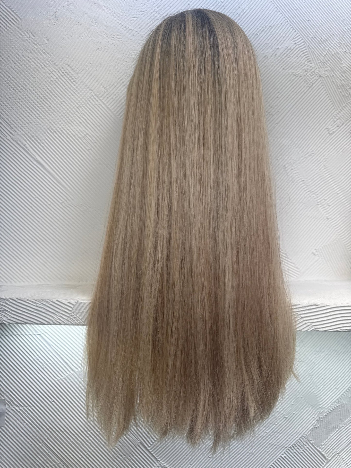23" Human Hair Lace Top Wig | Light Ash Blonde | Medium Cap | Straight Human Hair Lace Top Wig | Tallie Wigs Los Angeles