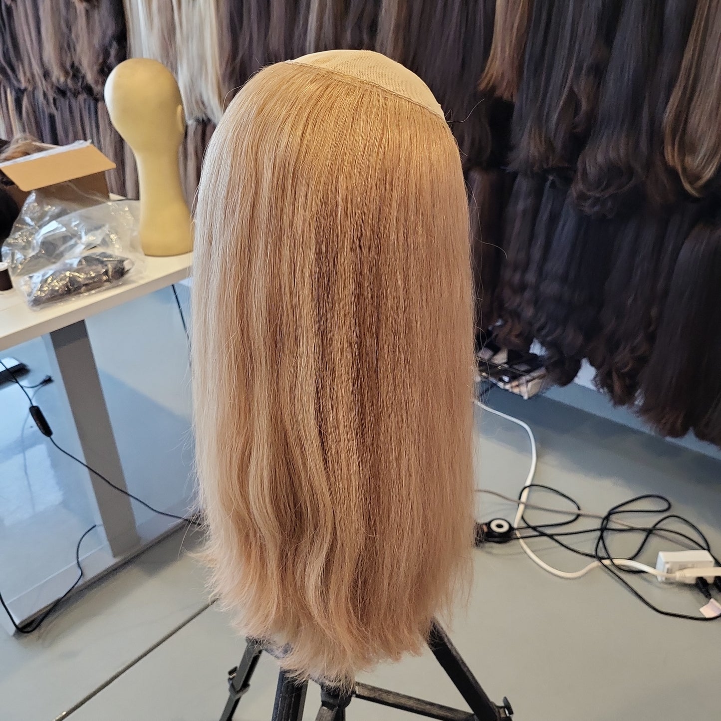 100% Real Human Hair Hat Fall Wig in Color #6 #13 Blonde