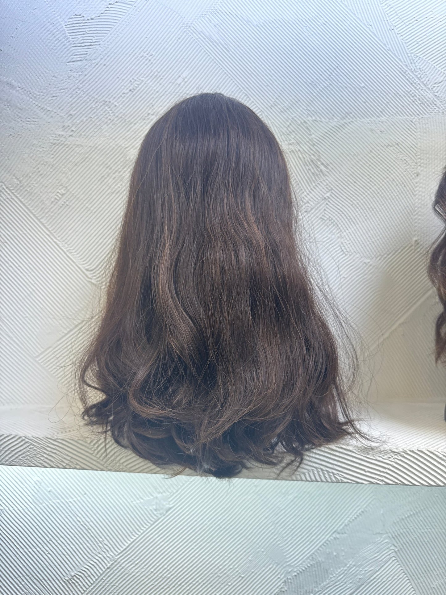 20" Human Hair Lace Top Wig | Dark Brown + Medium Blonde Brown | Medium Cap | Wavy Human Hair Lace Top Wig | Tallie Wigs Los Angeles