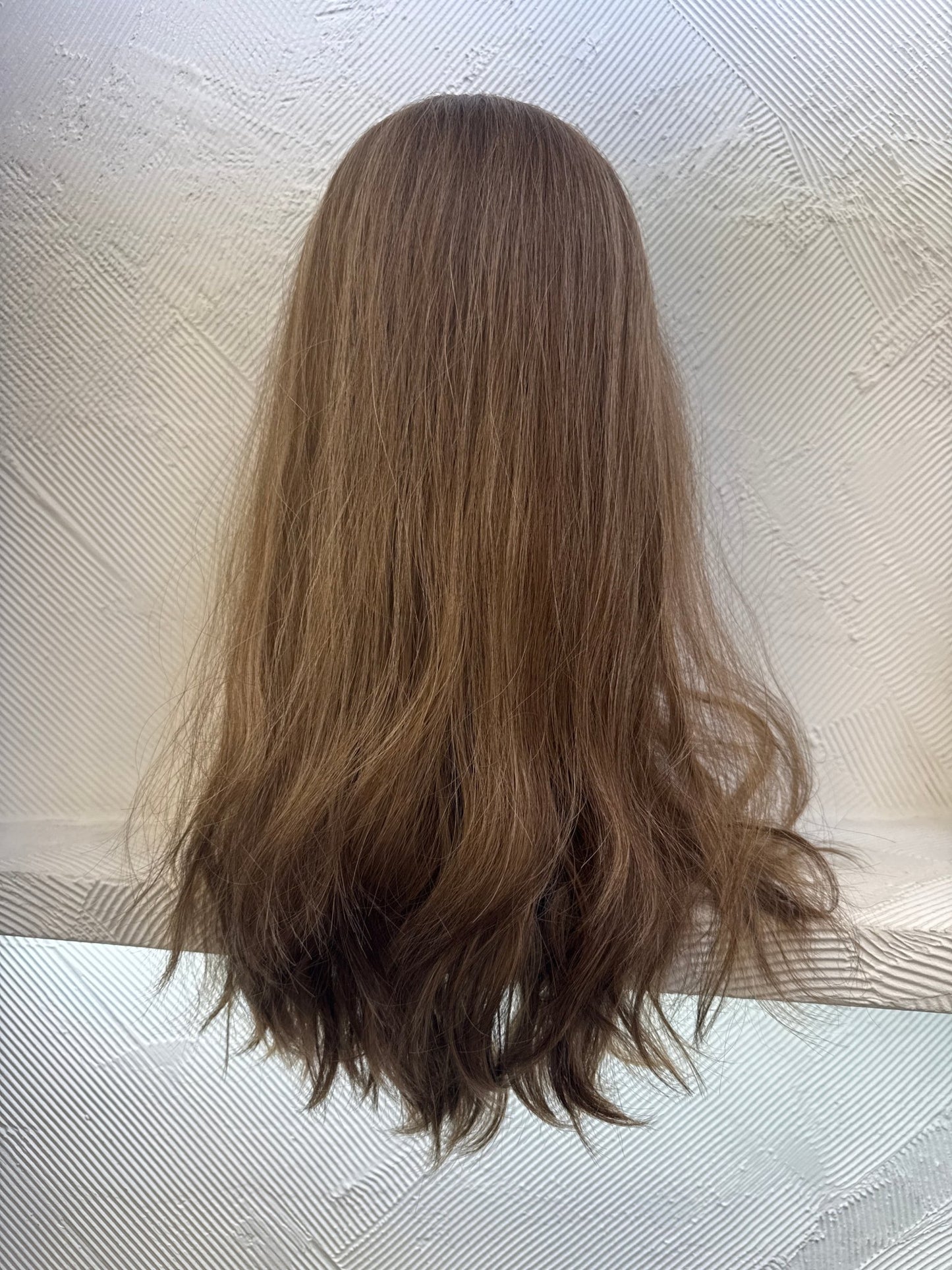 21" Human Hair Lace Top Wig | Medium Blonde Brown + Golden Blonde | Medium Cap | Slightly Wavy Human Hair Lace Top Wig | Tallie Wigs Los Angeles