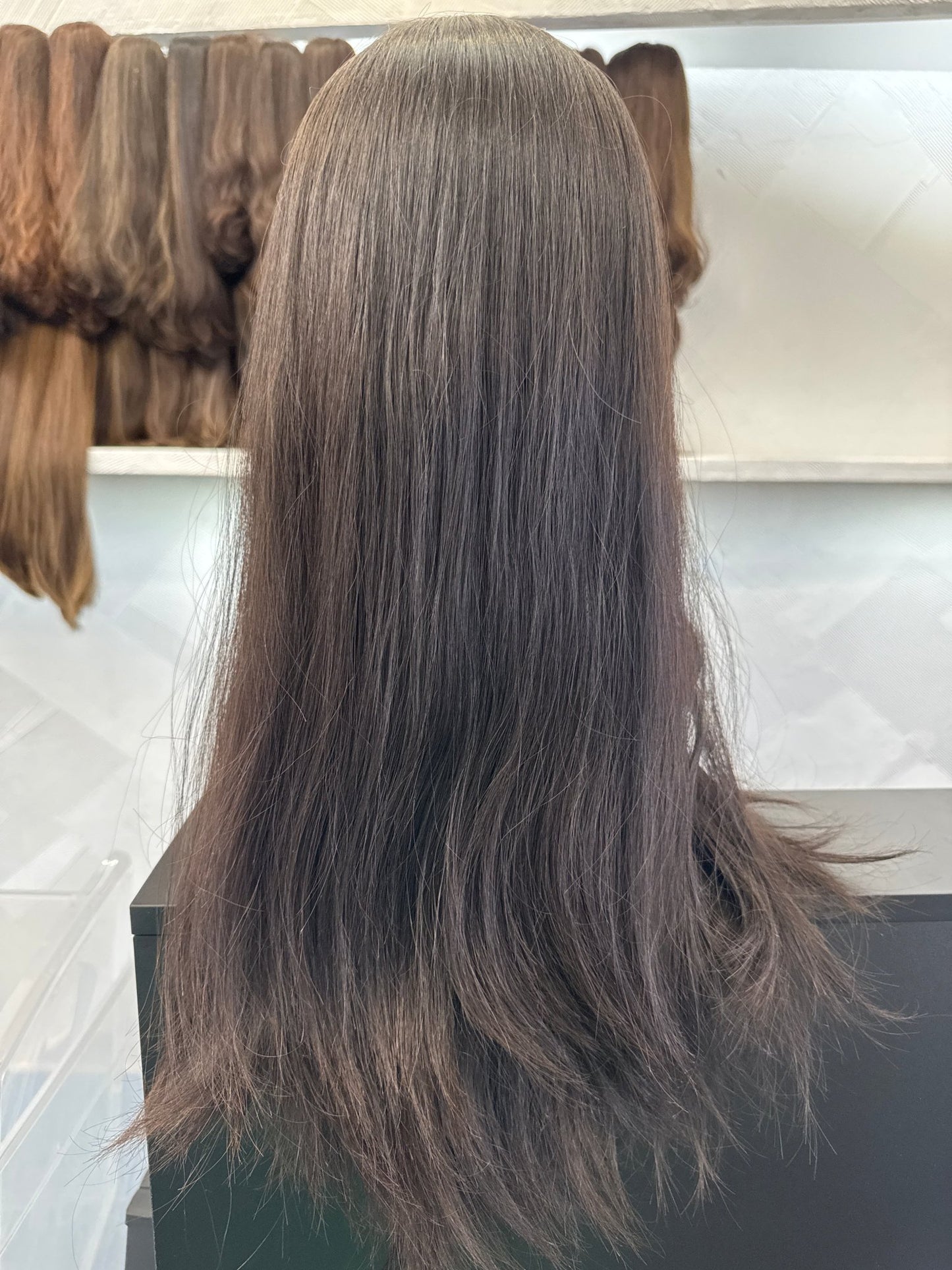 24" Human Hair Silk Top Wig | Dark Brown | Medium Cap | Straight Human Hair Silk Top Wig | Tallie Wigs Los Angeles