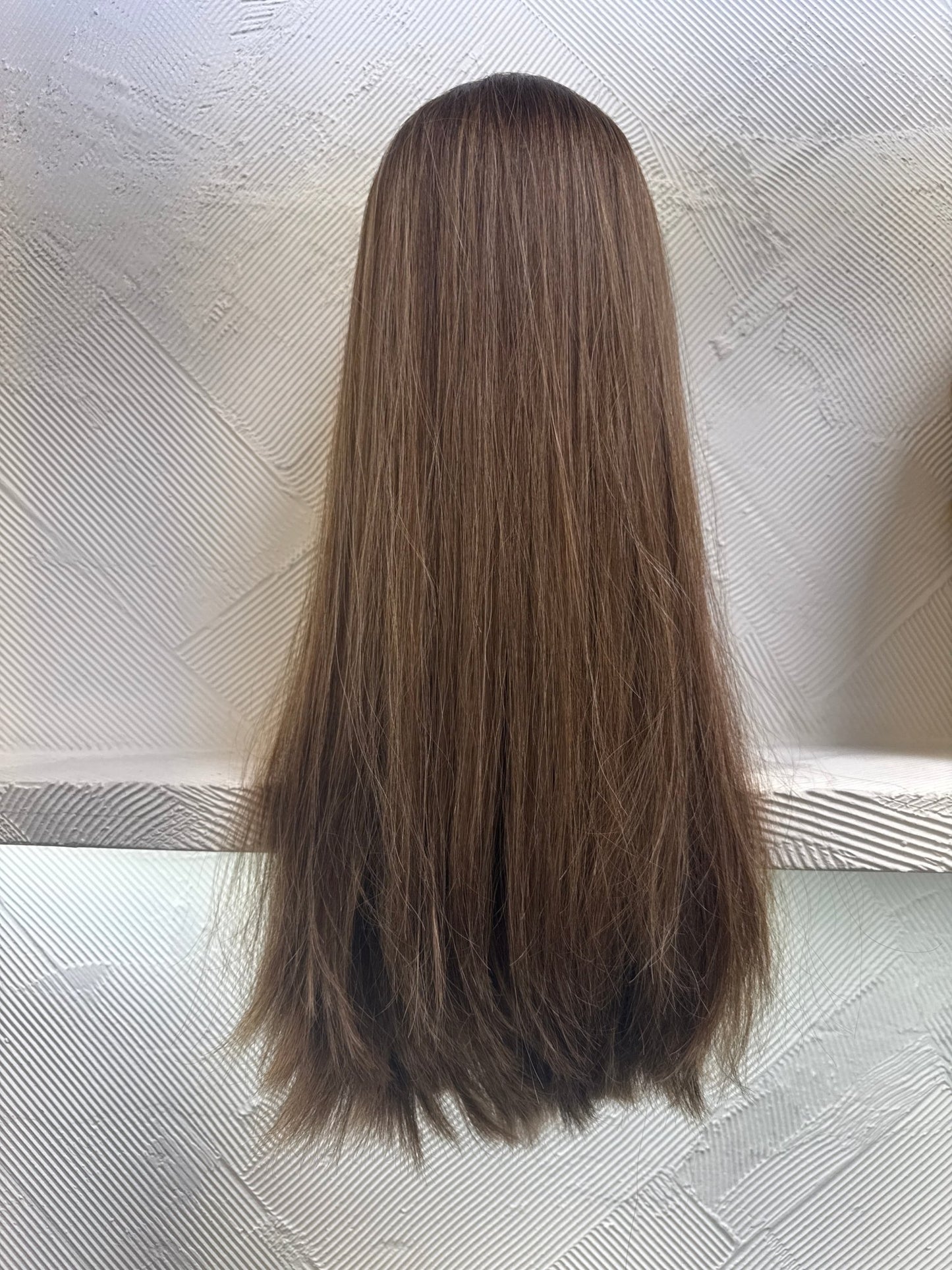 24" Human Hair Lace Top Wig | Chestnut Brown + Light Brown + Light Ash Blonde | Medium Cap | Straight Human Hair Lace Top Wig | Tallie Wigs Los Angeles