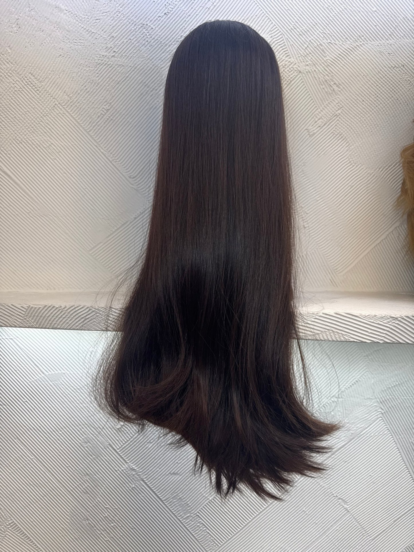 26" Human Hair Lace Top Wig | Medium Brown | Medium Cap | Straight Human Hair Lace Top Wig | Tallie Wigs Los Angeles