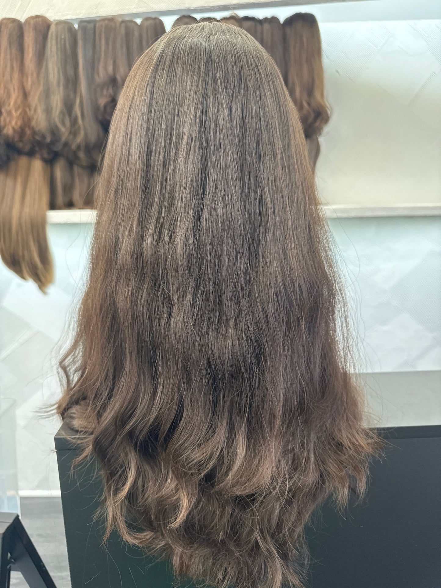 24" Human Hair Silk Top Wig | Dark Brown | Large Cap | Wavy Human Hair Silk Top Wig | Tallie Wigs Los Angeles