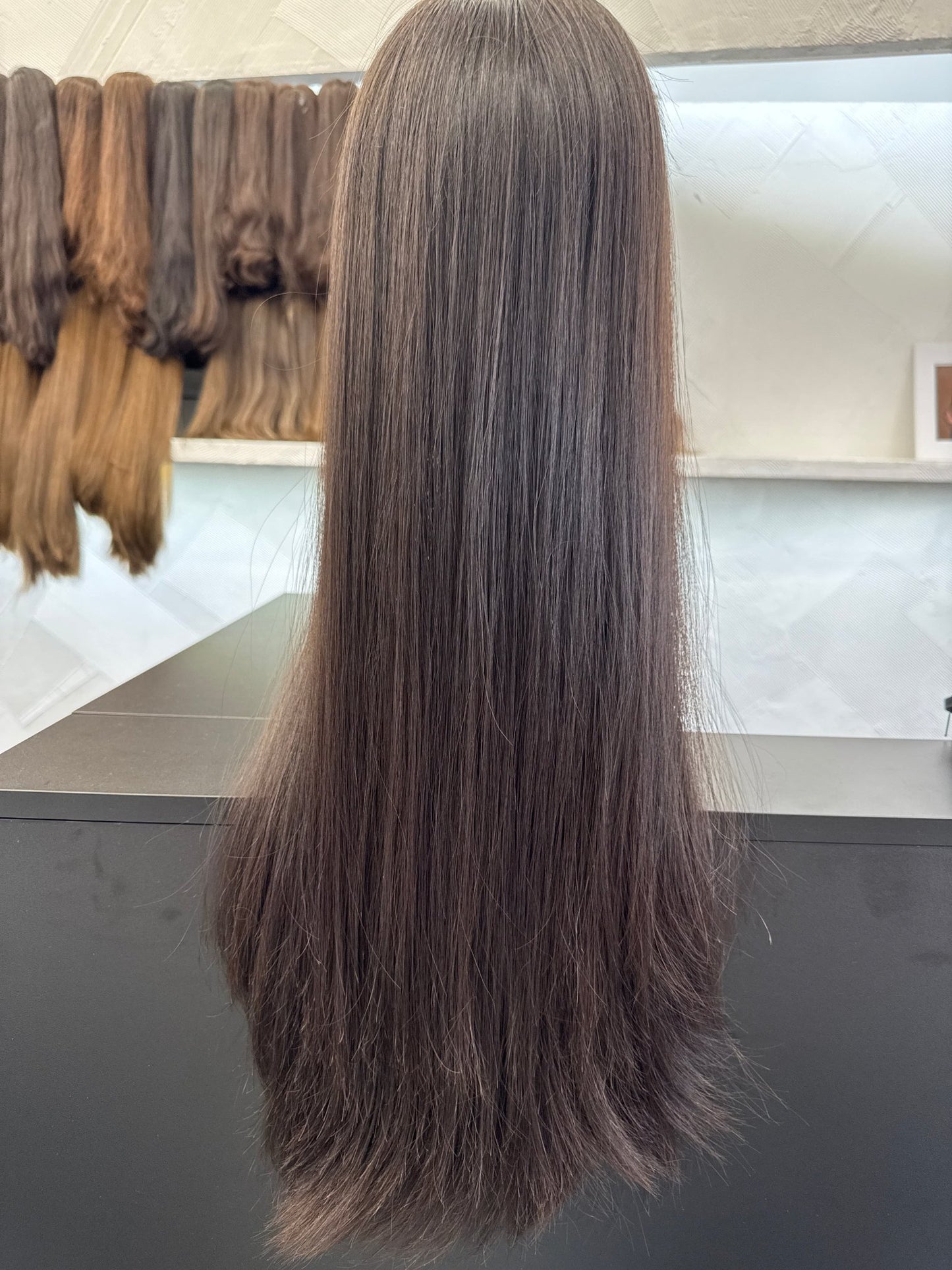 26" Human Hair Topper | Dark Brown | One Size Cap | Straight Human Hair Topper | Tallie Wigs Los Angeles