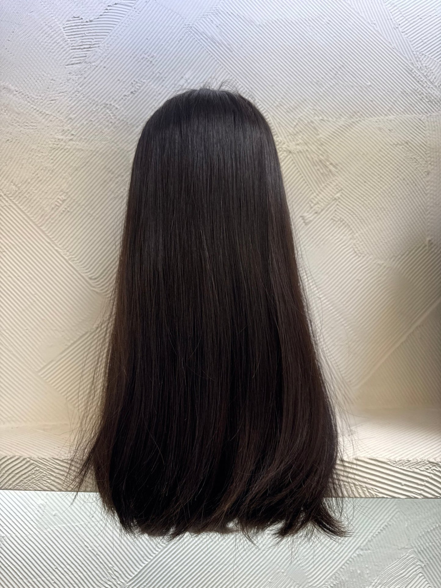 Jet Black Lace Top Wig, 18 Inch | Straight Human Hair | Medium Cap Human Hair Lace Top Wig | Tallie Wigs Los Angeles