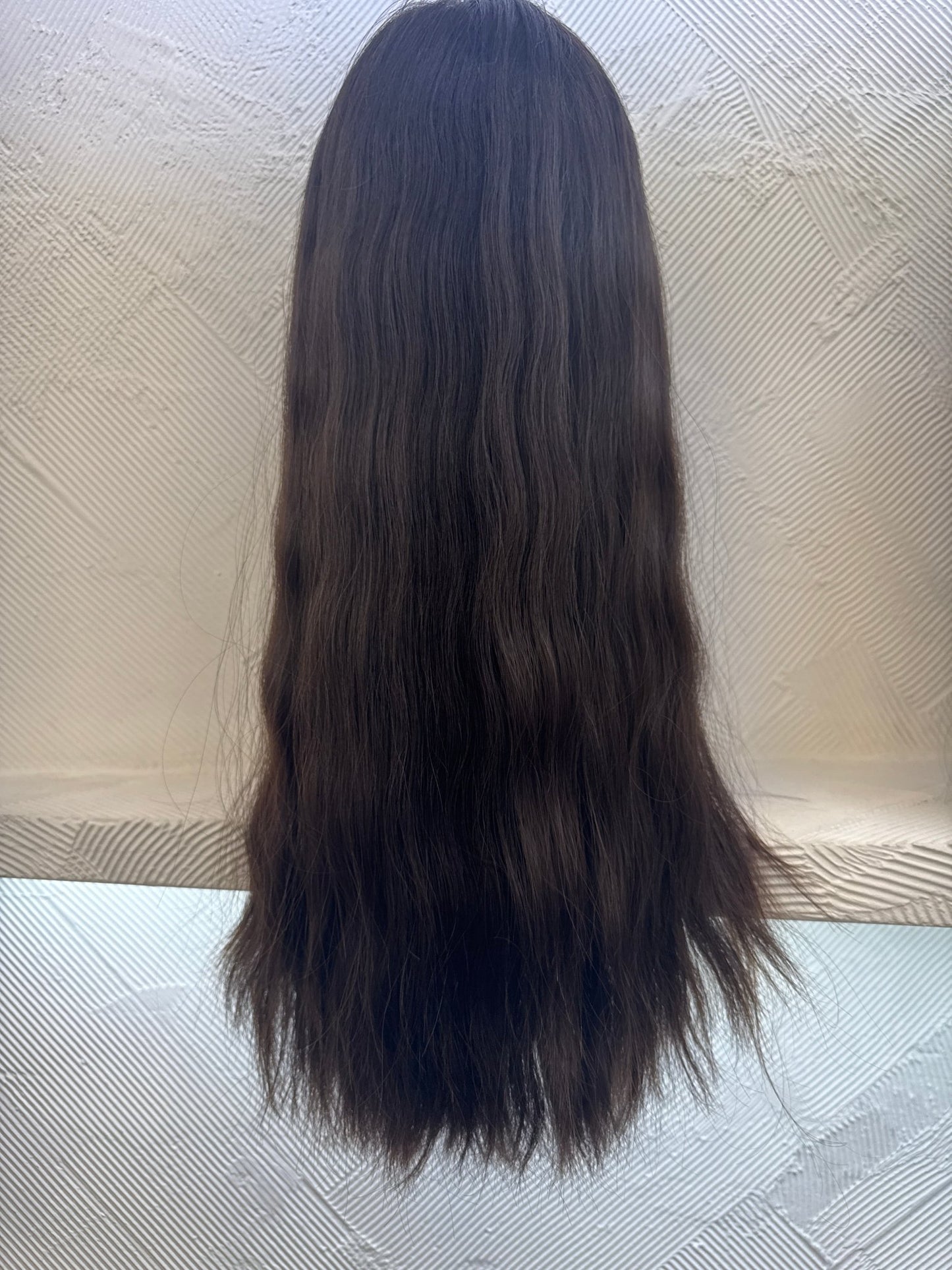 22" Human Hair Lace Top Wig | Dark Brown | Medium Cap | Wavy Human Hair Lace Top Wig | Tallie Wigs Los Angeles