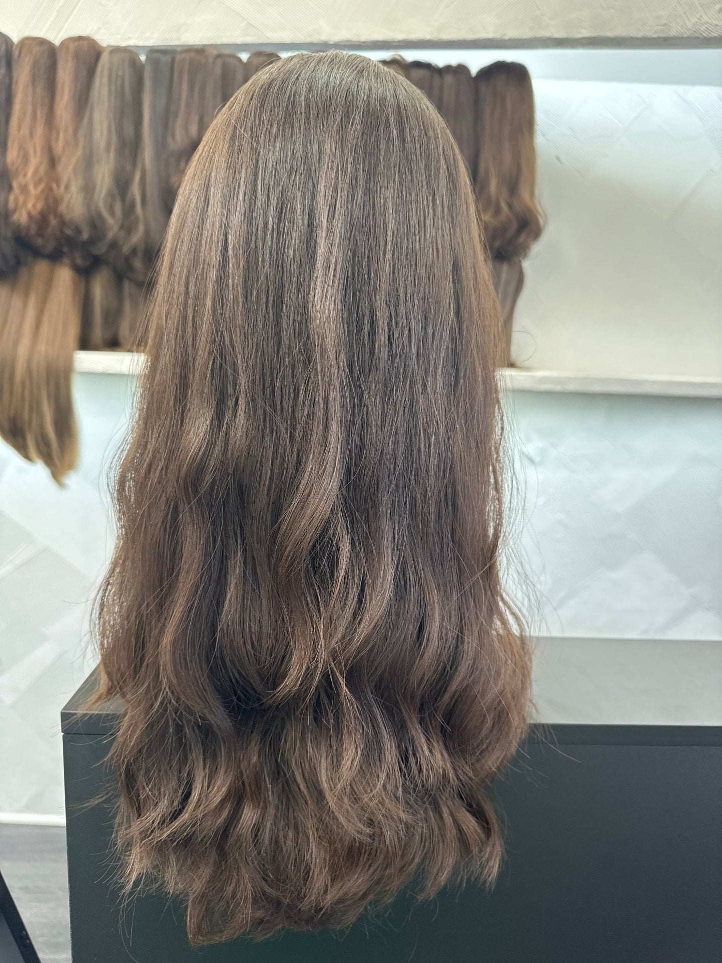 24" Human Hair Silk Top Wig | Dark Brown | Medium Cap | Wavy Human Hair Silk Top Wig | Tallie Wigs Los Angeles