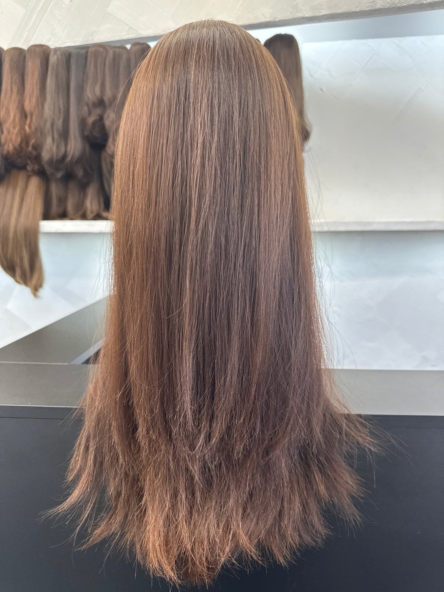 25" Human Hair Silk Top Wig | Medium Brown | Medium Cap | Straight Human Hair Silk Top Wig | Tallie Wigs Los Angeles