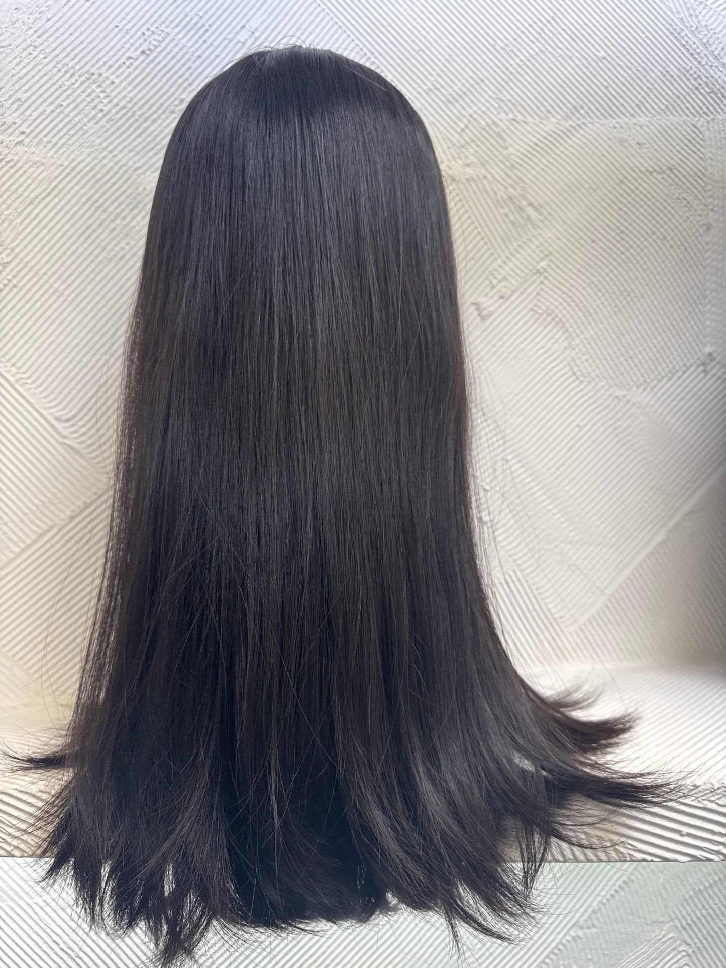 18" Jet Black Lace Top Human Hair Wig | Straight | Medium Cap Human Hair Lace Top Wig | Tallie Wigs Los Angeles