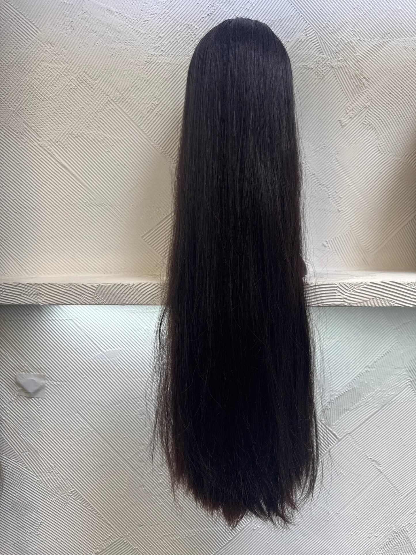 31" Human Hair Lace Top Wig | Dark Brown | Medium Cap | Straight Human Hair Lace Top Wig | Tallie Wigs Los Angeles