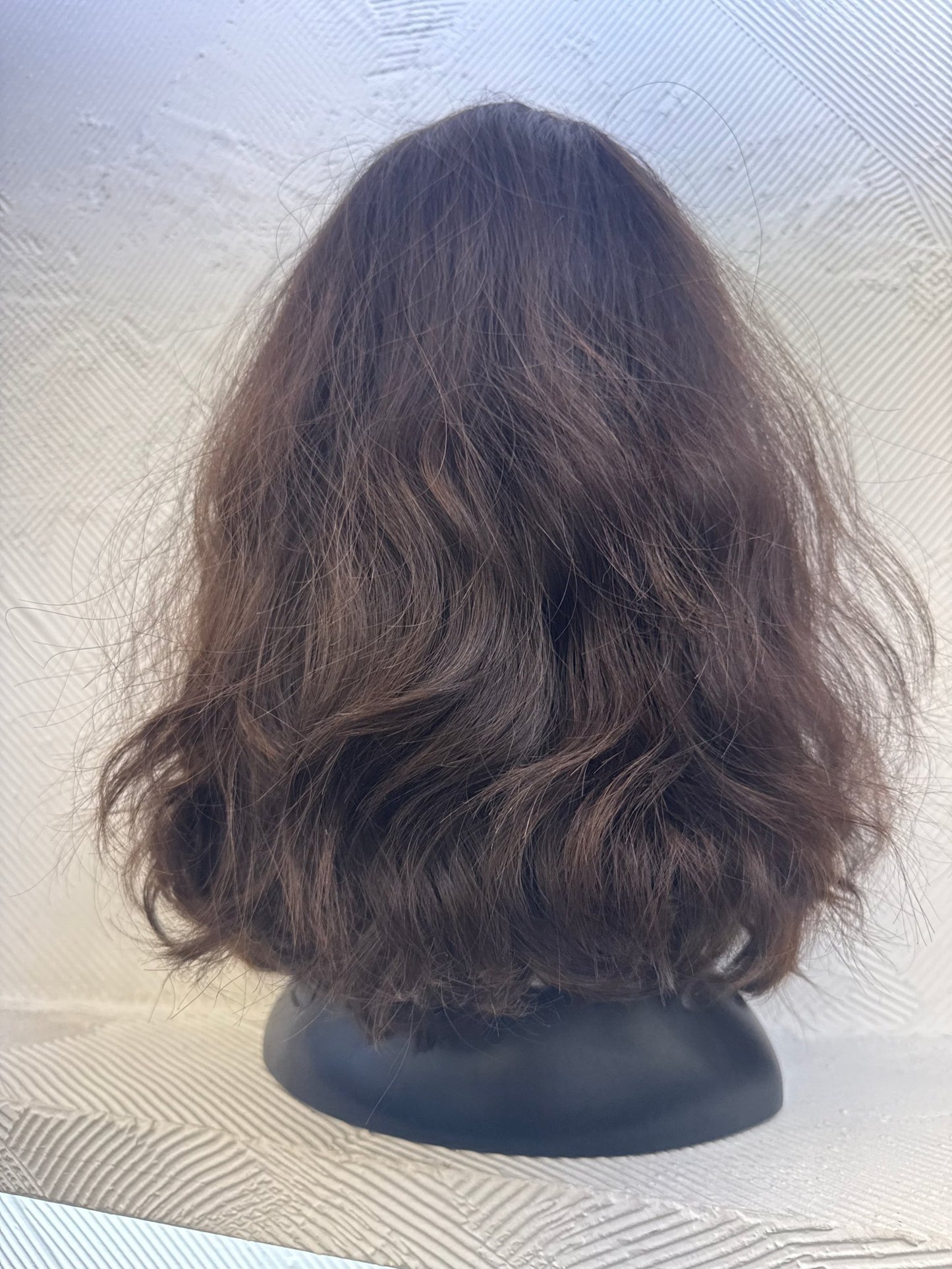 16 Inch Dark Brown & Chestnut Lace Top Wig | Wavy Human Hair, Medium Cap Human Hair Lace Top Wig | Tallie Wigs Los Angeles