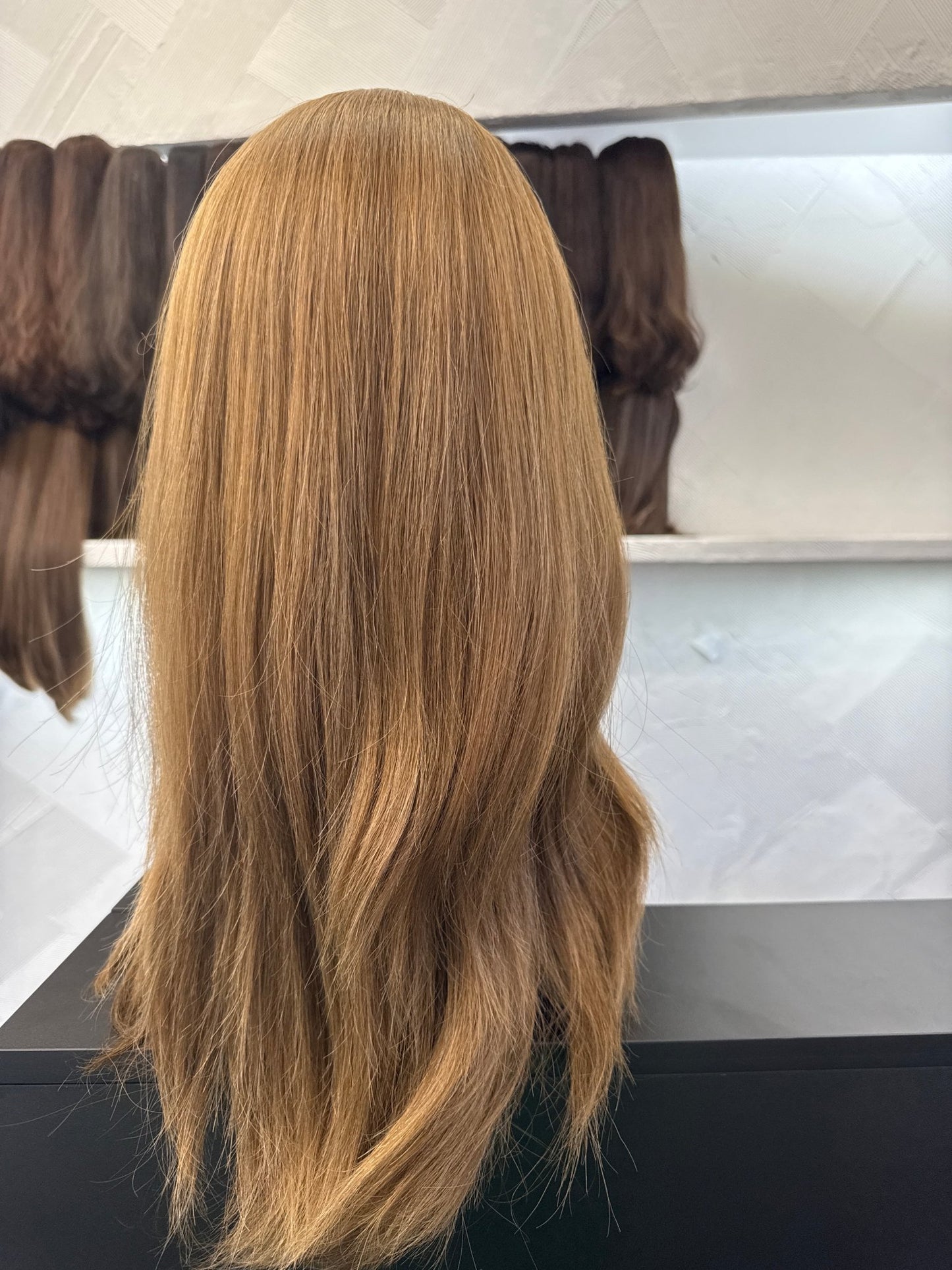 20" Human Hair Silk Top Wig | Light Brown | Medium Cap | Straight Human Hair Silk Top Wig | Tallie Wigs Los Angeles