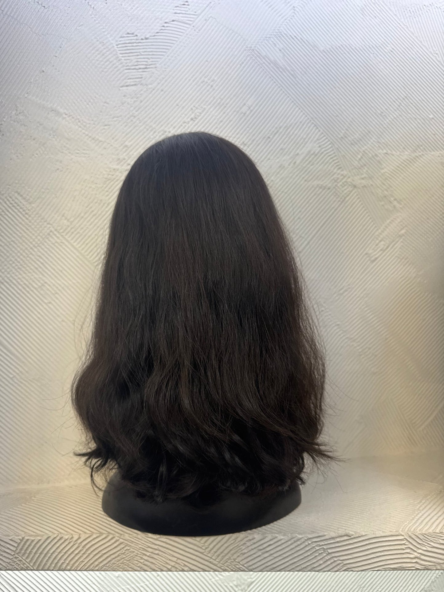 16" Human Hair Lace Top Wig | Dark Brown | Medium Cap | Wavy Human Hair Lace Top Wig | Tallie Wigs Los Angeles