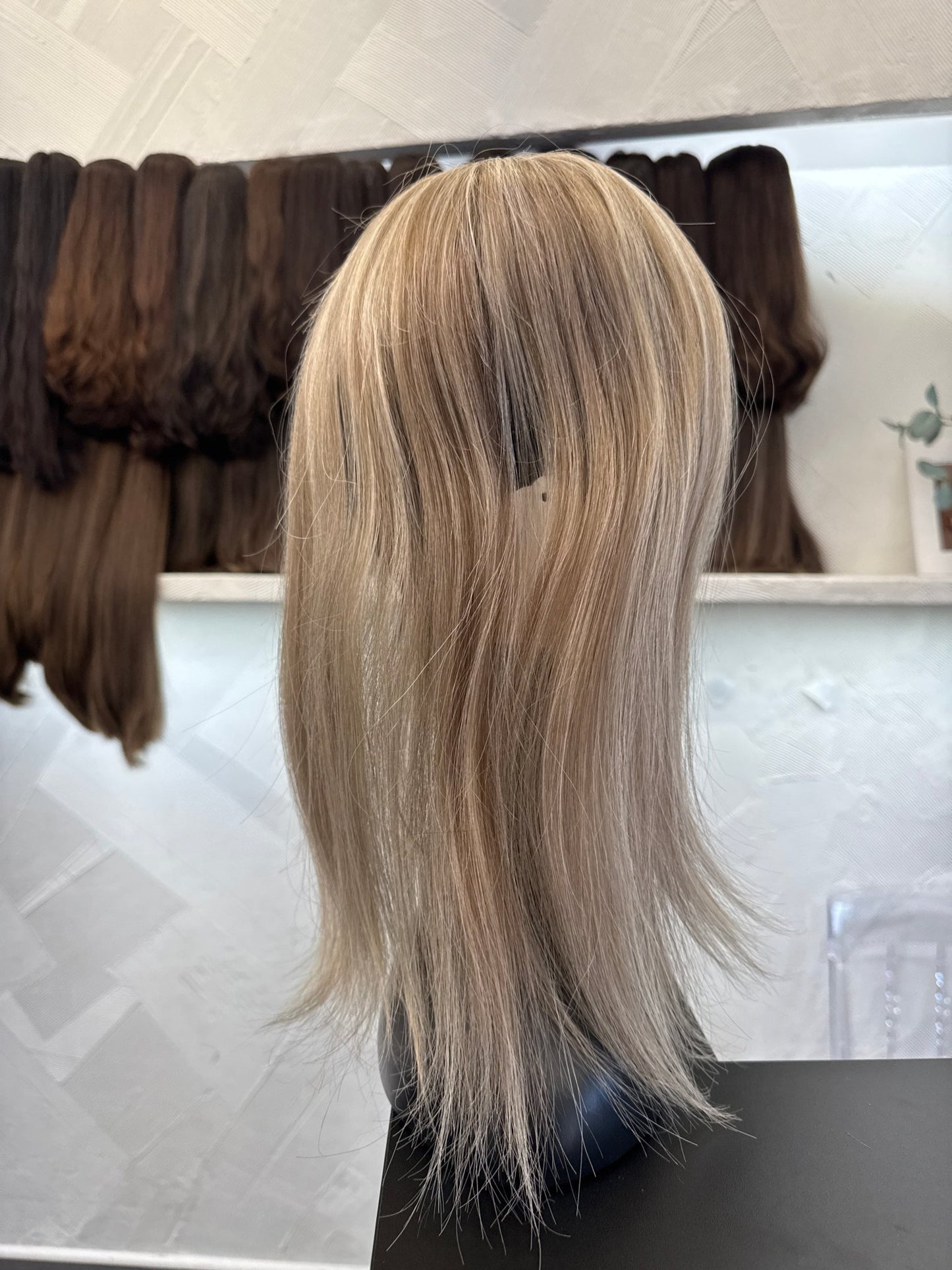 Custom Color Human Hair Crown Topper, 36 Inch | Straight, One Size Cap Human Hair Topper | Tallie Wigs Los Angeles