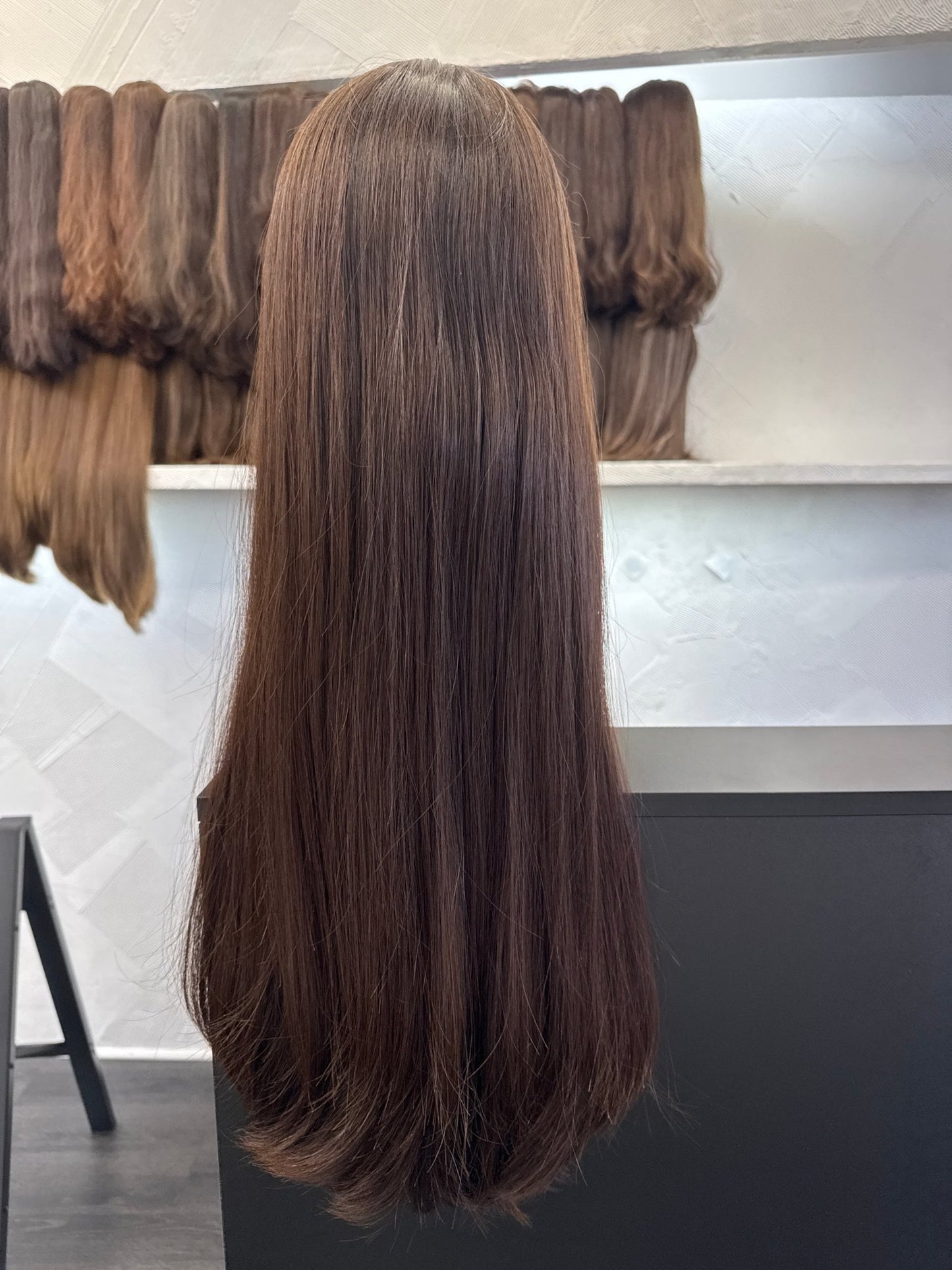 26" Human Hair Lace Top Wig | Medium Brown | Medium Cap | Straight Human Hair Lace Top Wig | Tallie Wigs Los Angeles