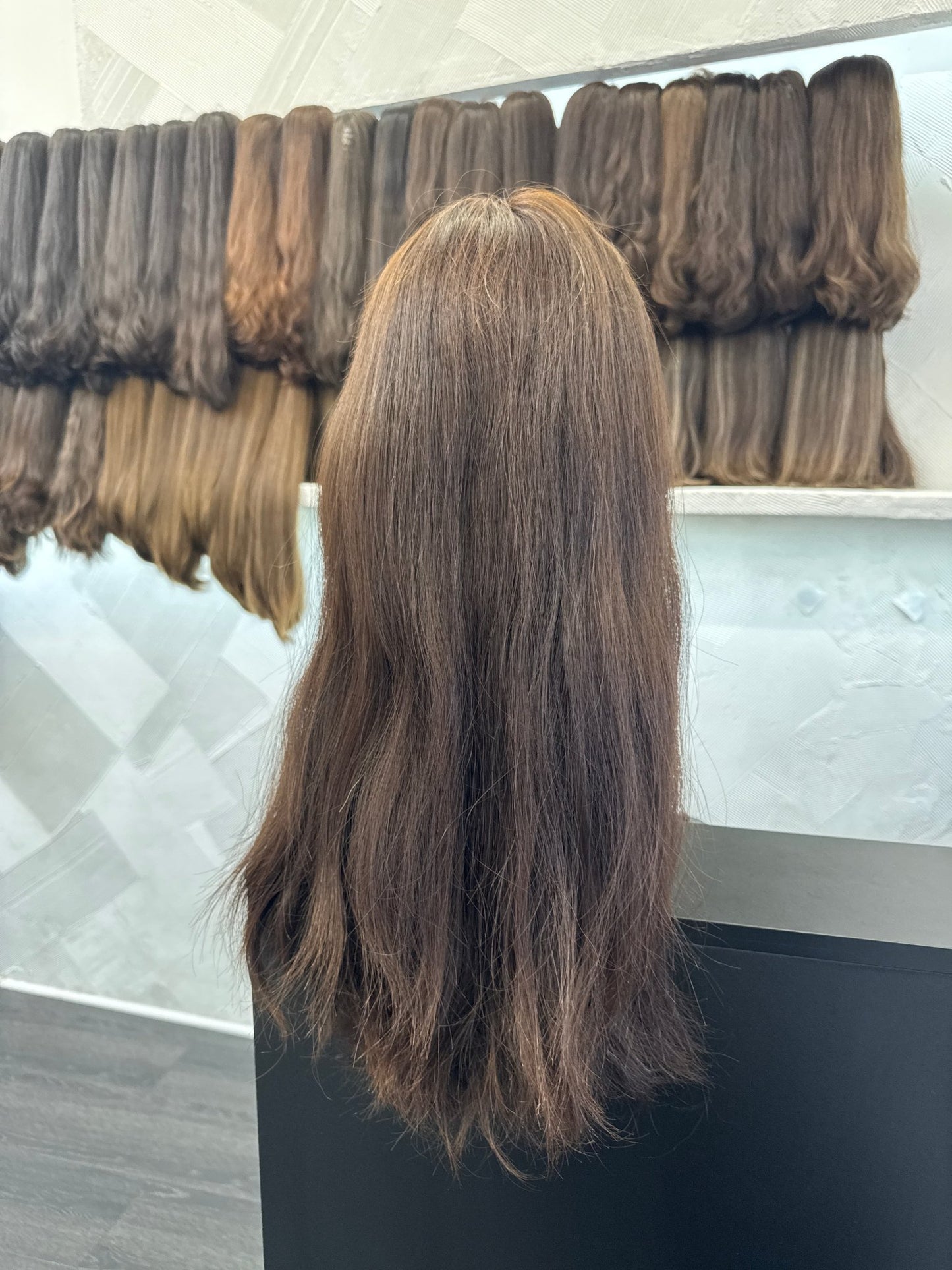 24" Human Hair Lace Top Wig | Chestnut Brown | Medium Cap | Straight Human Hair Lace Top Wig | Tallie Wigs Los Angeles