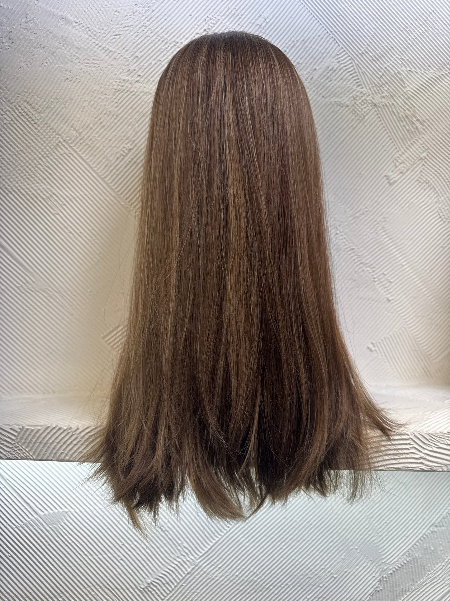 Chestnut, Light Brown & Ash Blonde Lace Top Wig, 20 Inch | Straight | Medium Cap Human Hair Lace Top Wig | Tallie Wigs Los Angeles
