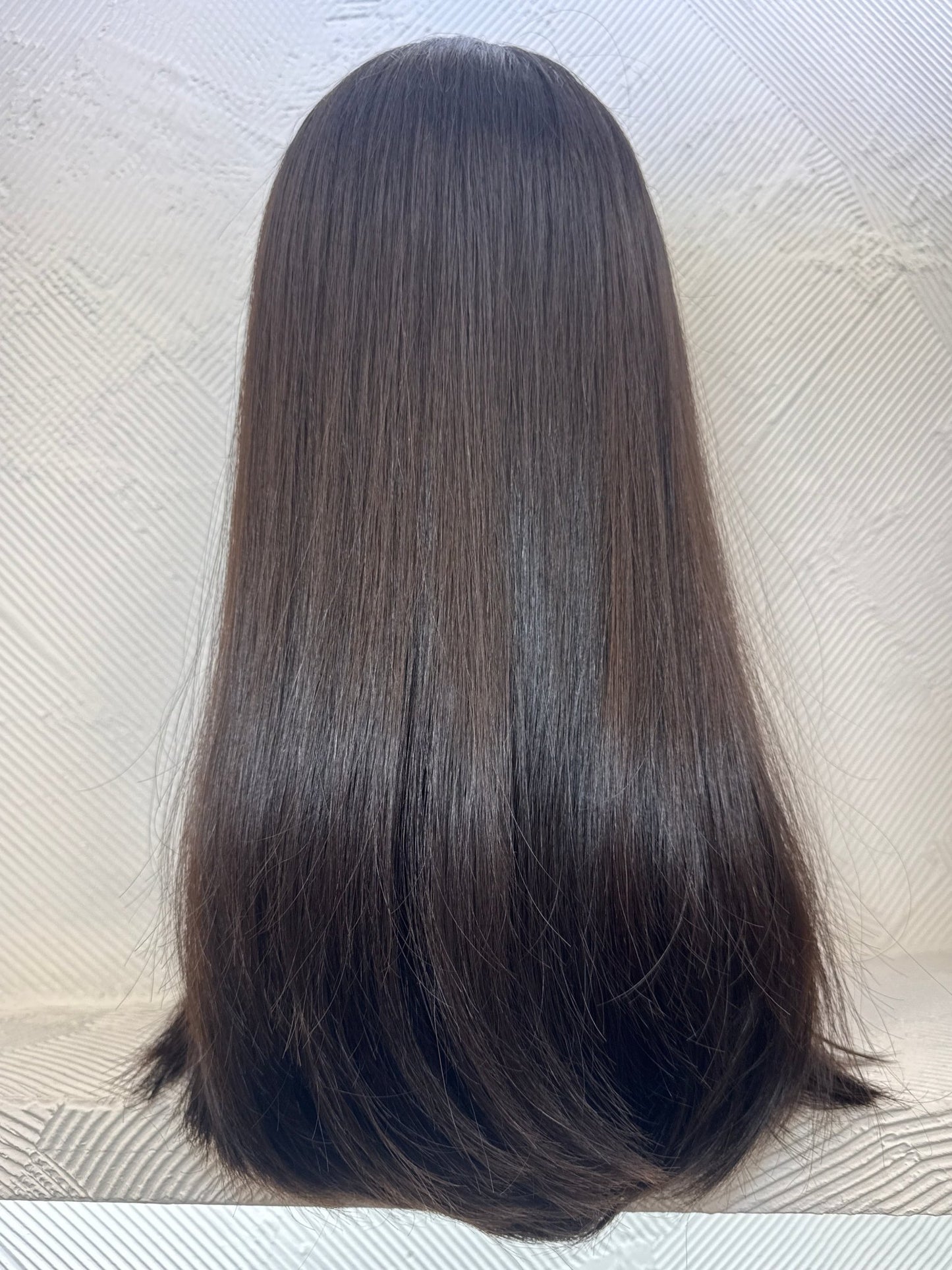 18" Dark Brown Lace Top Human Hair Wig | Straight | Medium Cap Human Hair Lace Top Wig | Tallie Wigs Los Angeles