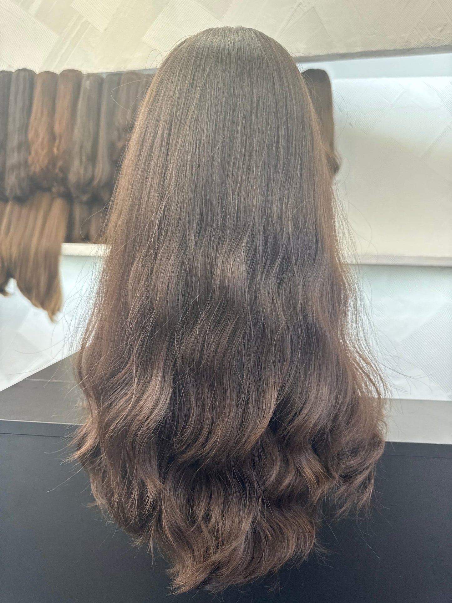 24" Human Hair Silk Top Wig | Medium Brown | Medium Cap | Wavy Human Hair Silk Top Wig | Tallie Wigs Los Angeles