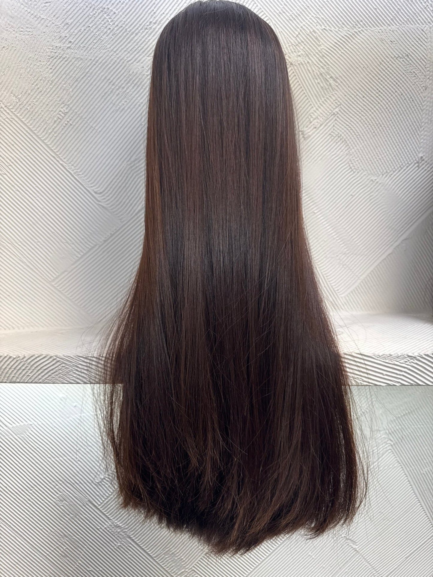26" Human Hair Lace Top Wig | Medium Brown | Medium Cap | Straight Human Hair Lace Top Wig | Tallie Wigs Los Angeles
