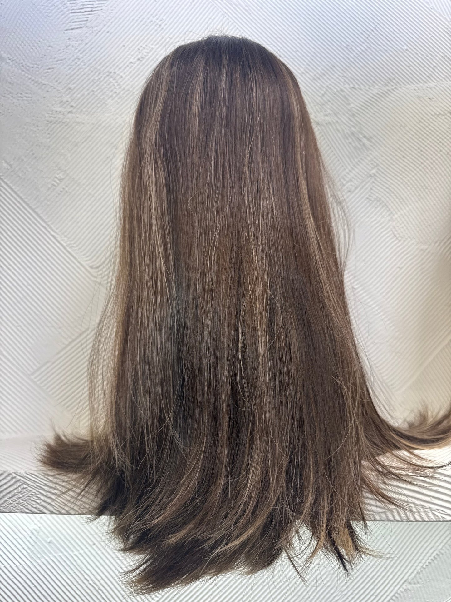 20" Human Hair Lace Top Wig | Dark Brown + Chestnut Brown + Golden Blonde | Medium Cap | Straight Human Hair Lace Top Wig | Tallie Wigs Los Angeles