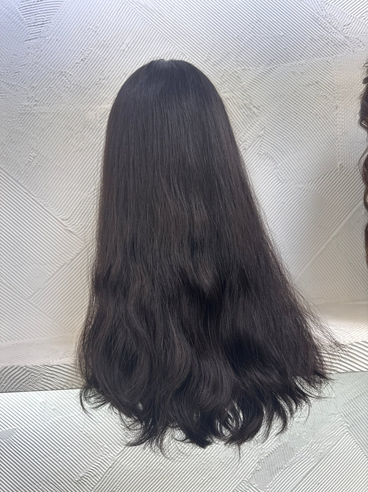 21" Human Hair Lace Top Wig | Dark Brown | Medium Cap | Wavy | Virgin Hair Human Hair Lace Top Wig | Tallie Wigs Los Angeles