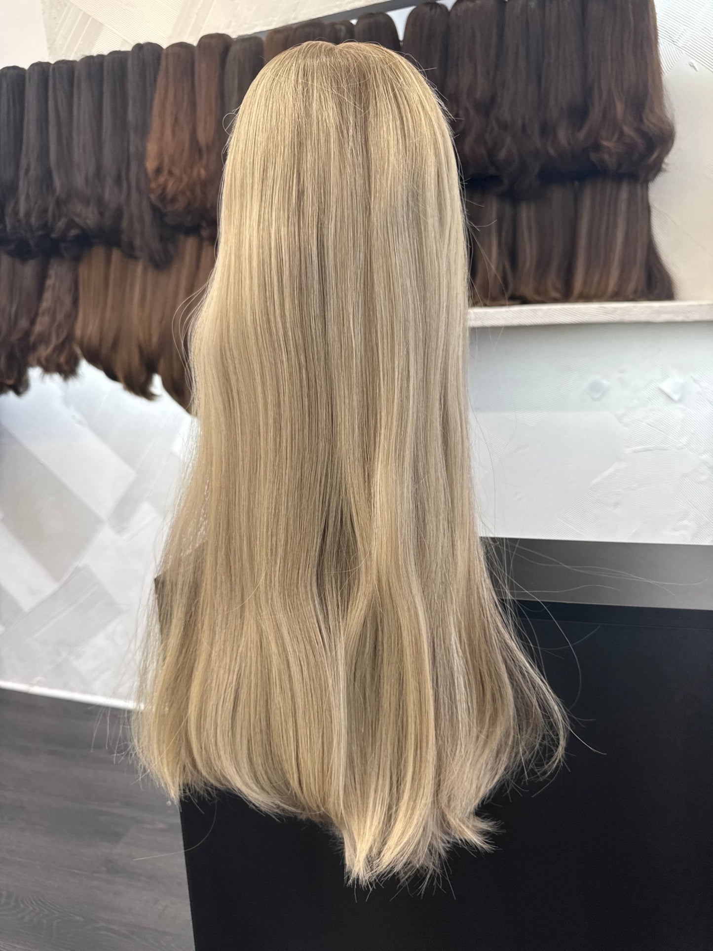 25" Human Hair Lace Top Wig | Tallie's Custom Chestnut Blend | Medium Cap | Straight Human Hair Lace Top Wig | Tallie Wigs Los Angeles