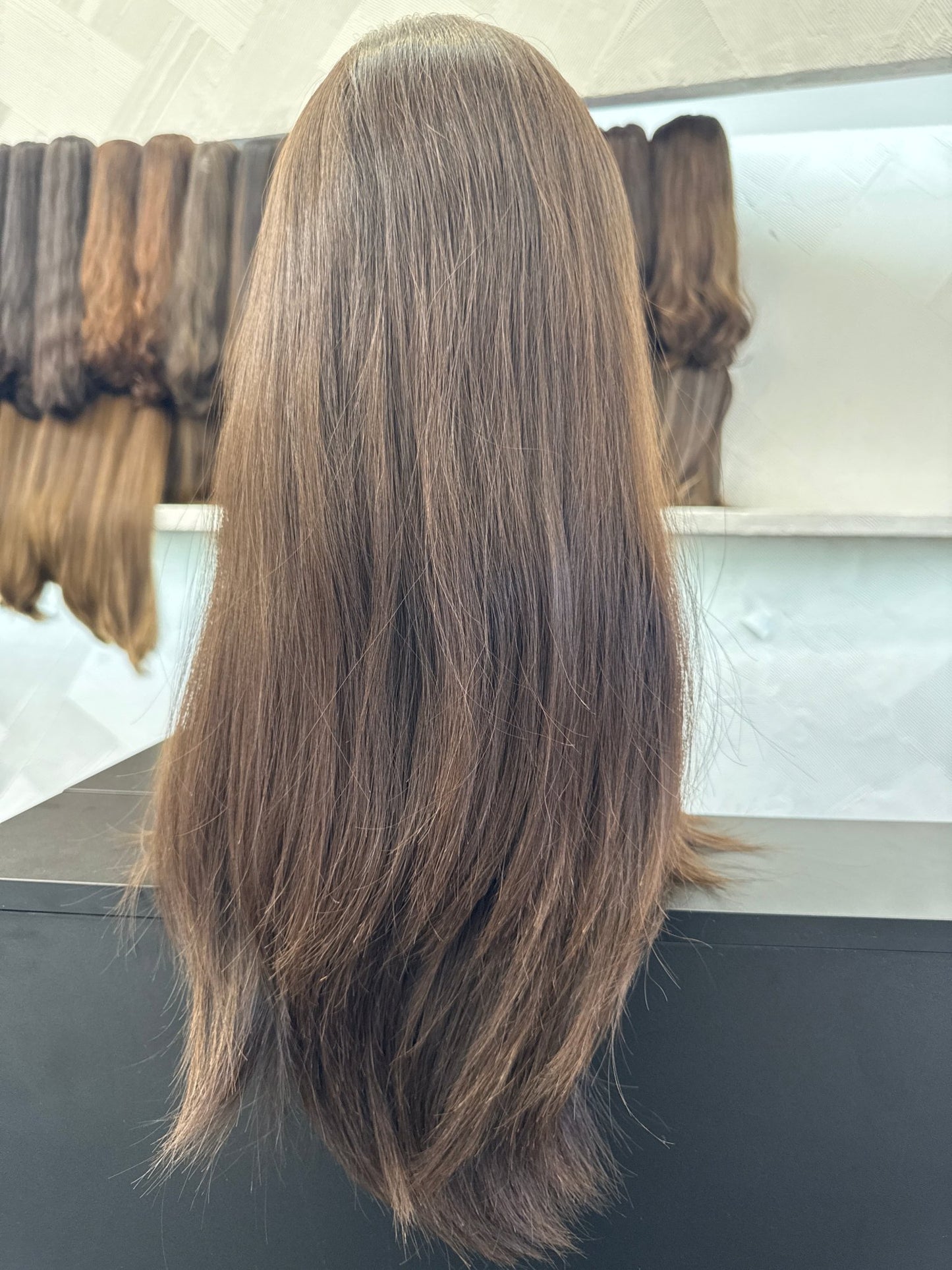 24" Human Hair Silk Top Wig | Medium Brown | Medium Cap | Straight Human Hair Silk Top Wig | Tallie Wigs Los Angeles