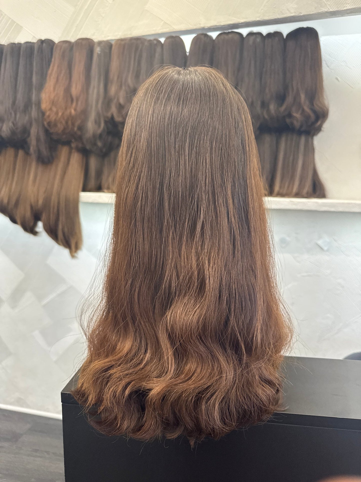 19" Human Hair Lace Top Wig | Chestnut Brown | Medium Cap | Straight Human Hair Lace Top Wig | Tallie Wigs Los Angeles