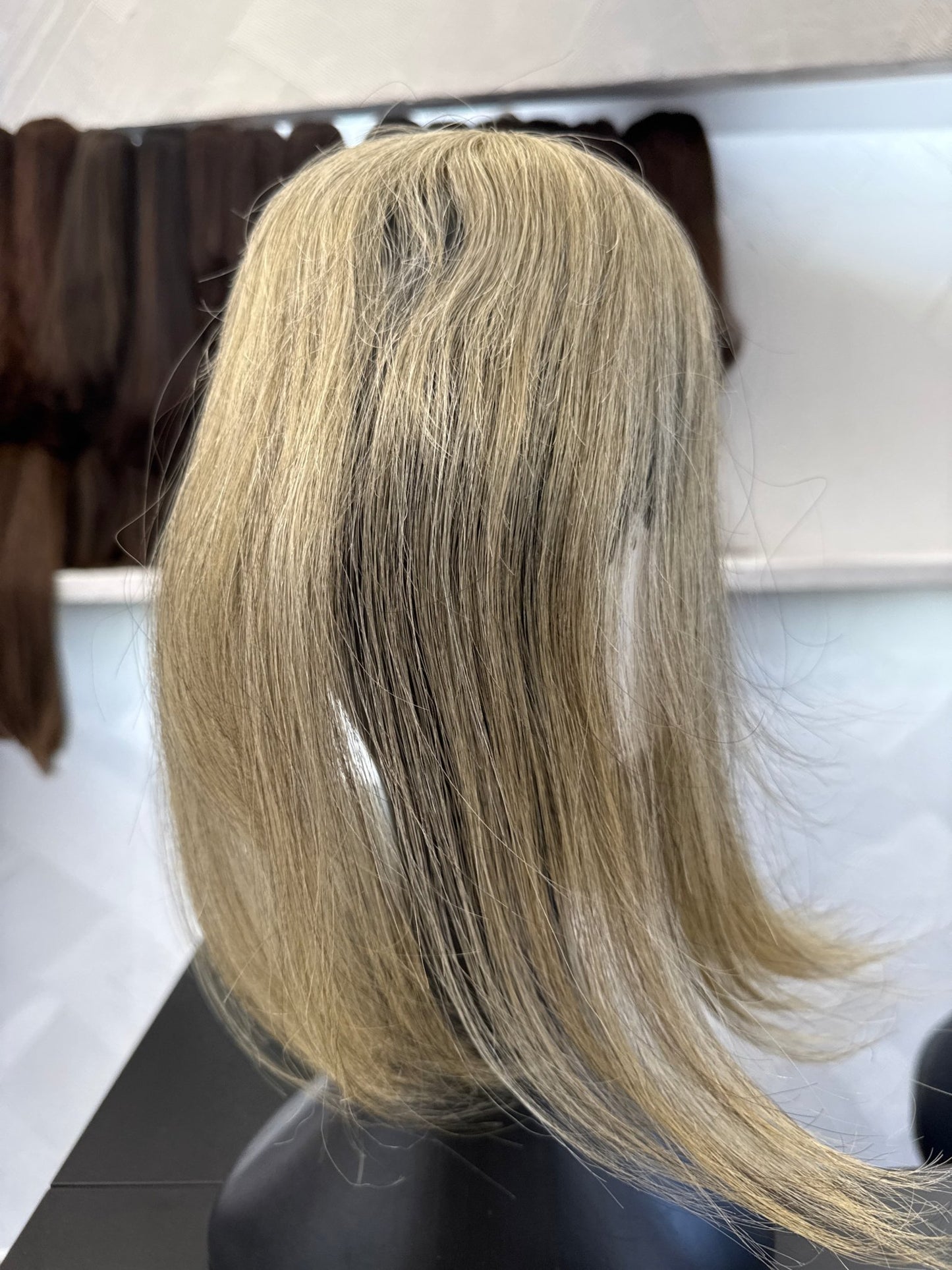 14" Human Hair Topper | Silver | One Size Cap | Straight Human Hair Topper | Tallie Wigs Los Angeles