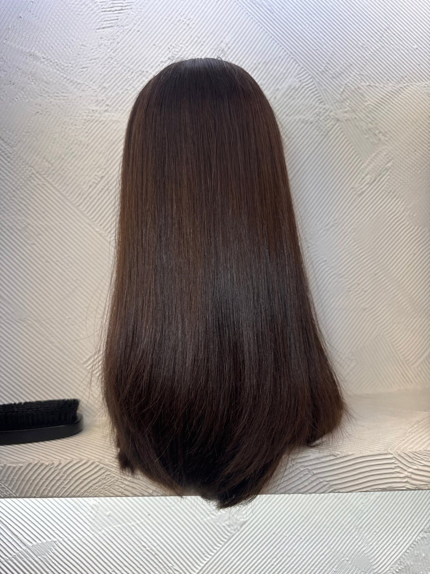 18" Lace Top Human Hair Wig in Dark Brown | Medium Cap | Straight Human Hair Lace Top Wig | Tallie Wigs Los Angeles