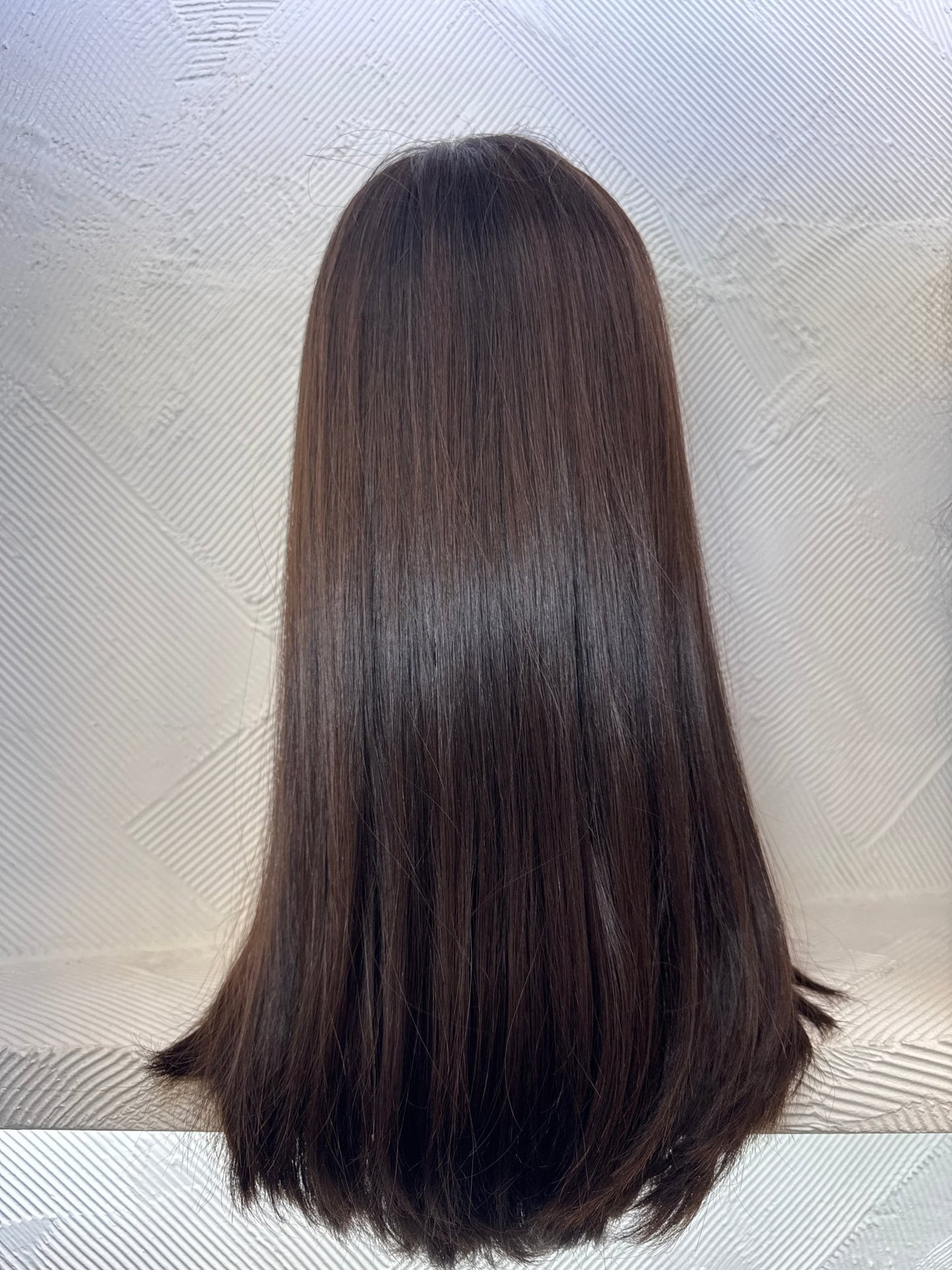 20" Human Hair Lace Top Wig | Medium Brown | Medium Cap | Straight Human Hair Lace Top Wig | Tallie Wigs Los Angeles