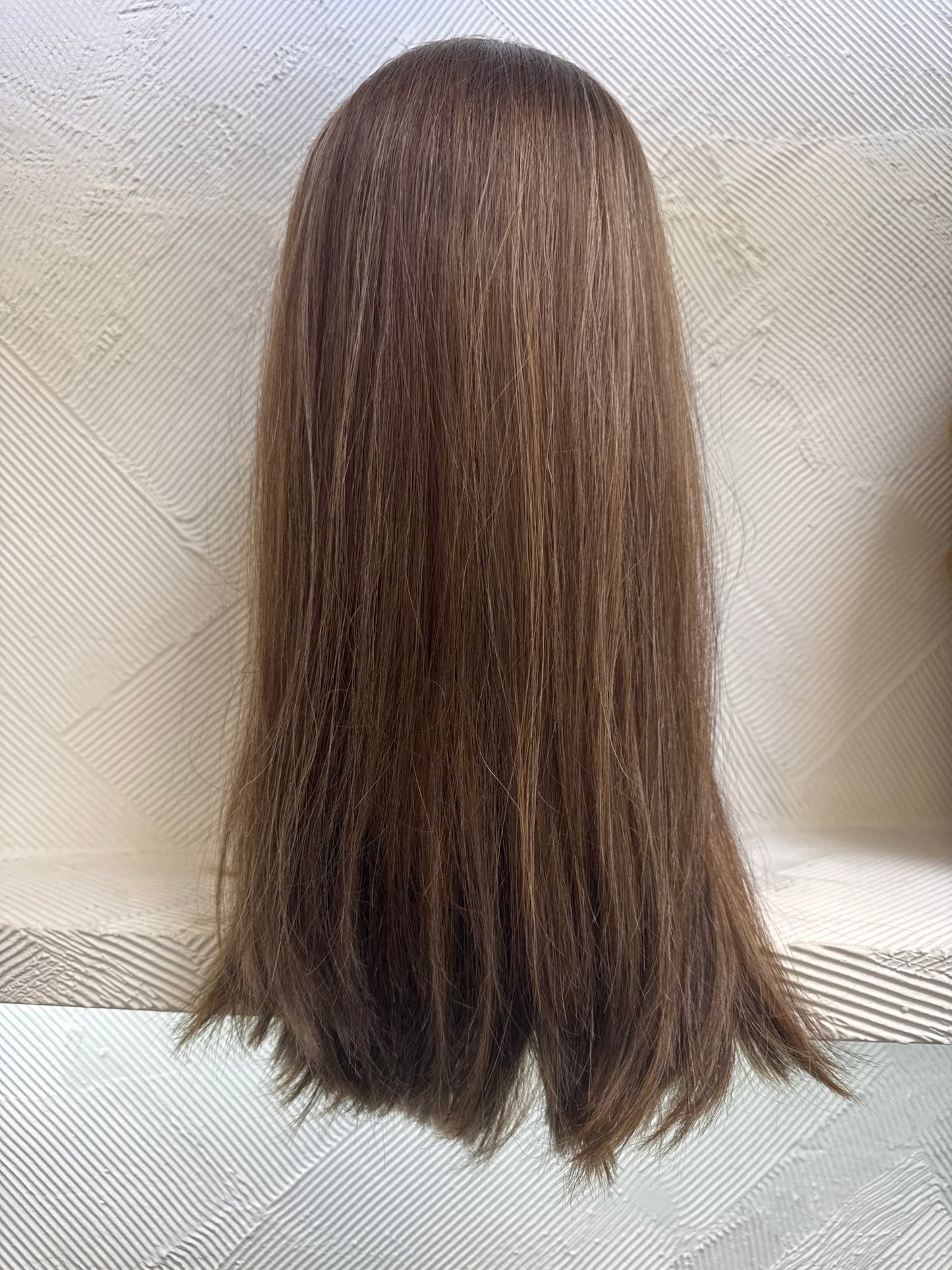 22" Human Hair Lace Top Wig | Chestnut Brown + Light Golden Brown | Medium Cap | Straight Human Hair Lace Top Wig | Tallie Wigs Los Angeles