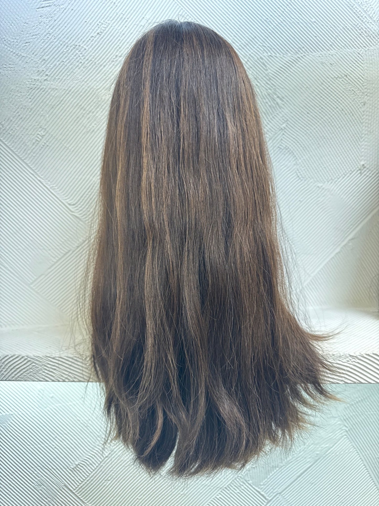 Jet Black, Dark Brown & Blonde Lace Top Wig, 22 Inch | Wavy | Medium Cap Human Hair Lace Top Wig | Tallie Wigs Los Angeles