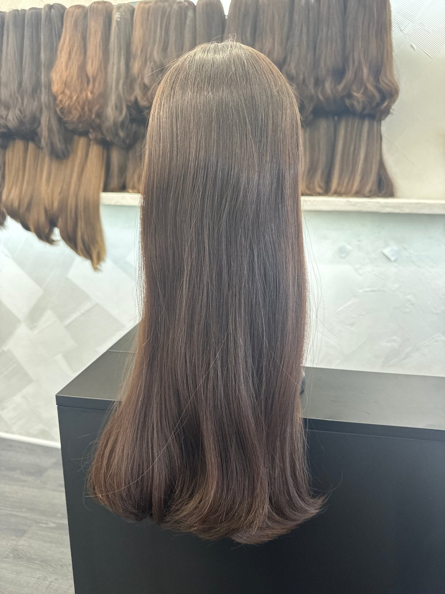 24" Human Hair Lace Top Wig | Medium Brown | Medium Cap | Straight Human Hair Lace Top Wig | Tallie Wigs Los Angeles