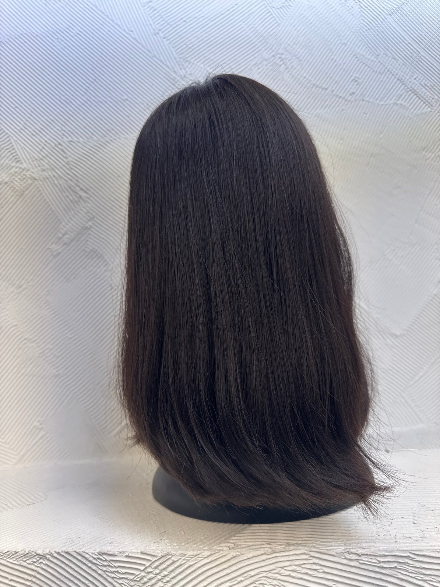 16" Human Hair Lace Top Wig | Dark Brown | Medium Cap | Straight Human Hair Lace Top Wig | Tallie Wigs Los Angeles