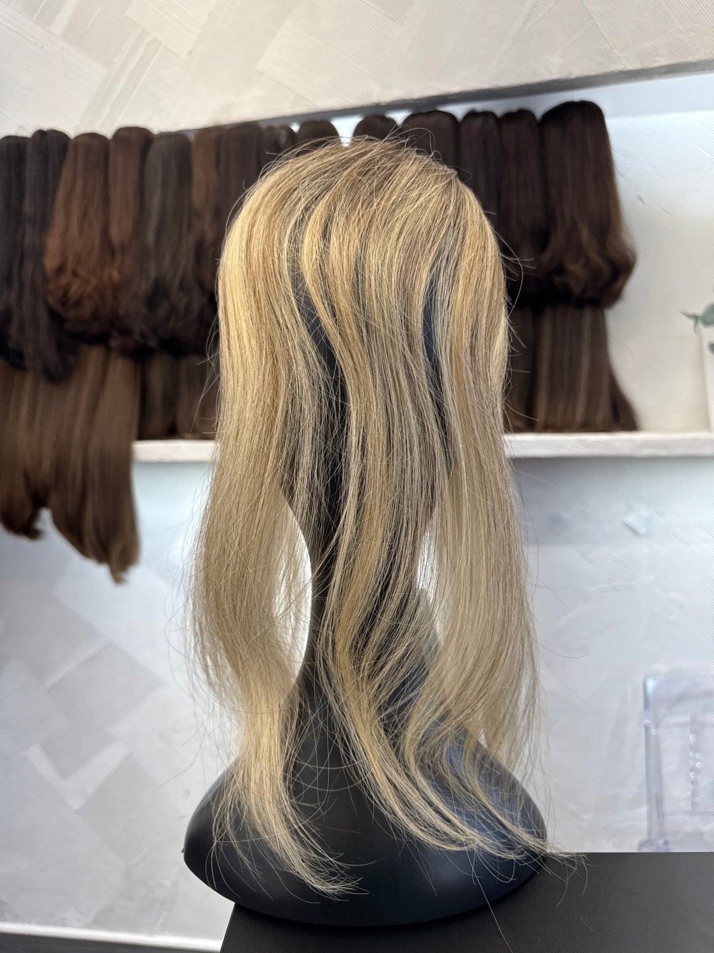 Custom Color Straight Human Hair Topper, 36 Inch | One Size Cap Human Hair Topper | Tallie Wigs Los Angeles