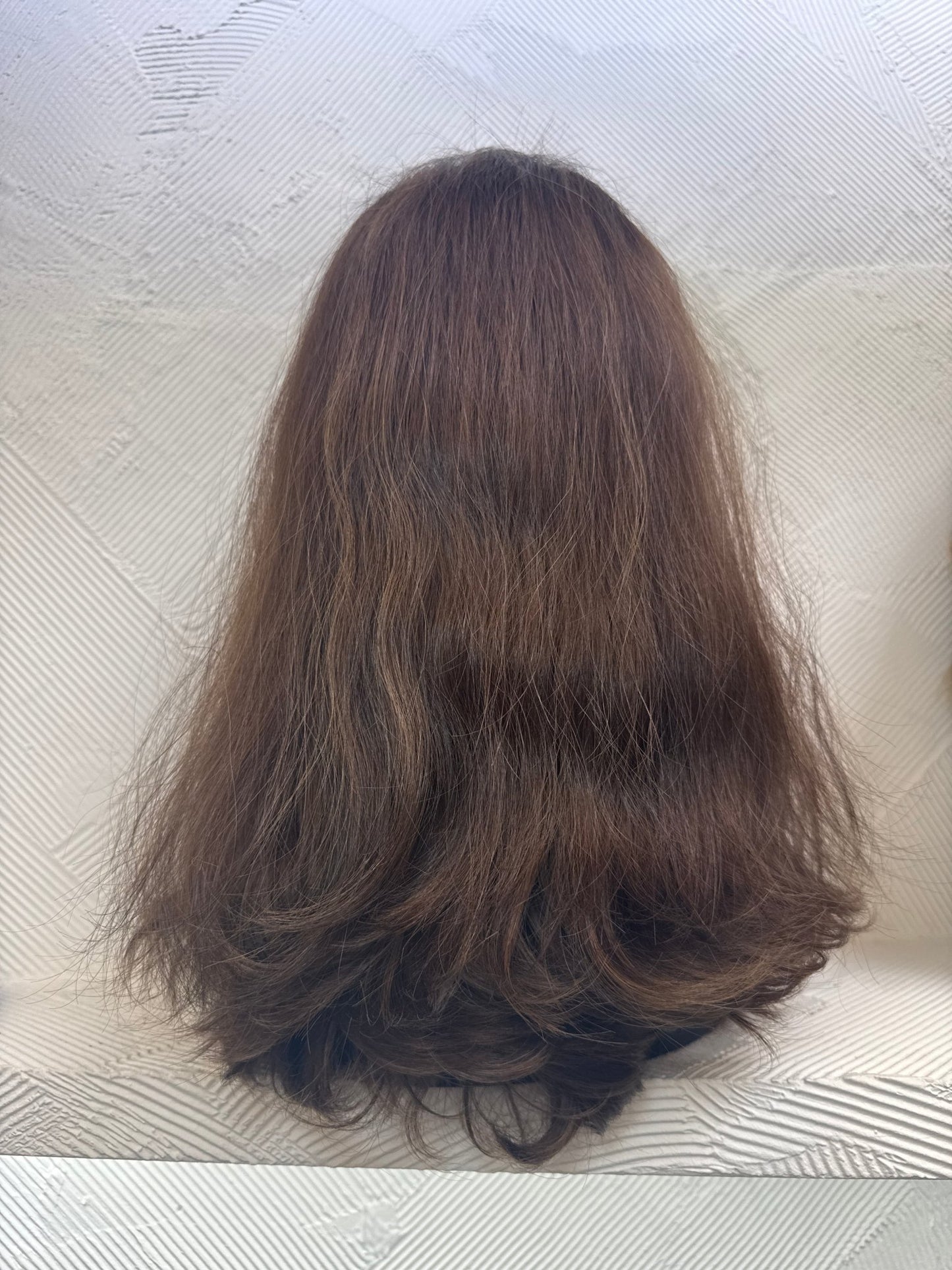 18" Human Hair Lace Top Wig | Medium Brown + Medium Blonde Brown | Medium Cap | Straight Human Hair Lace Top Wig | Tallie Wigs Los Angeles