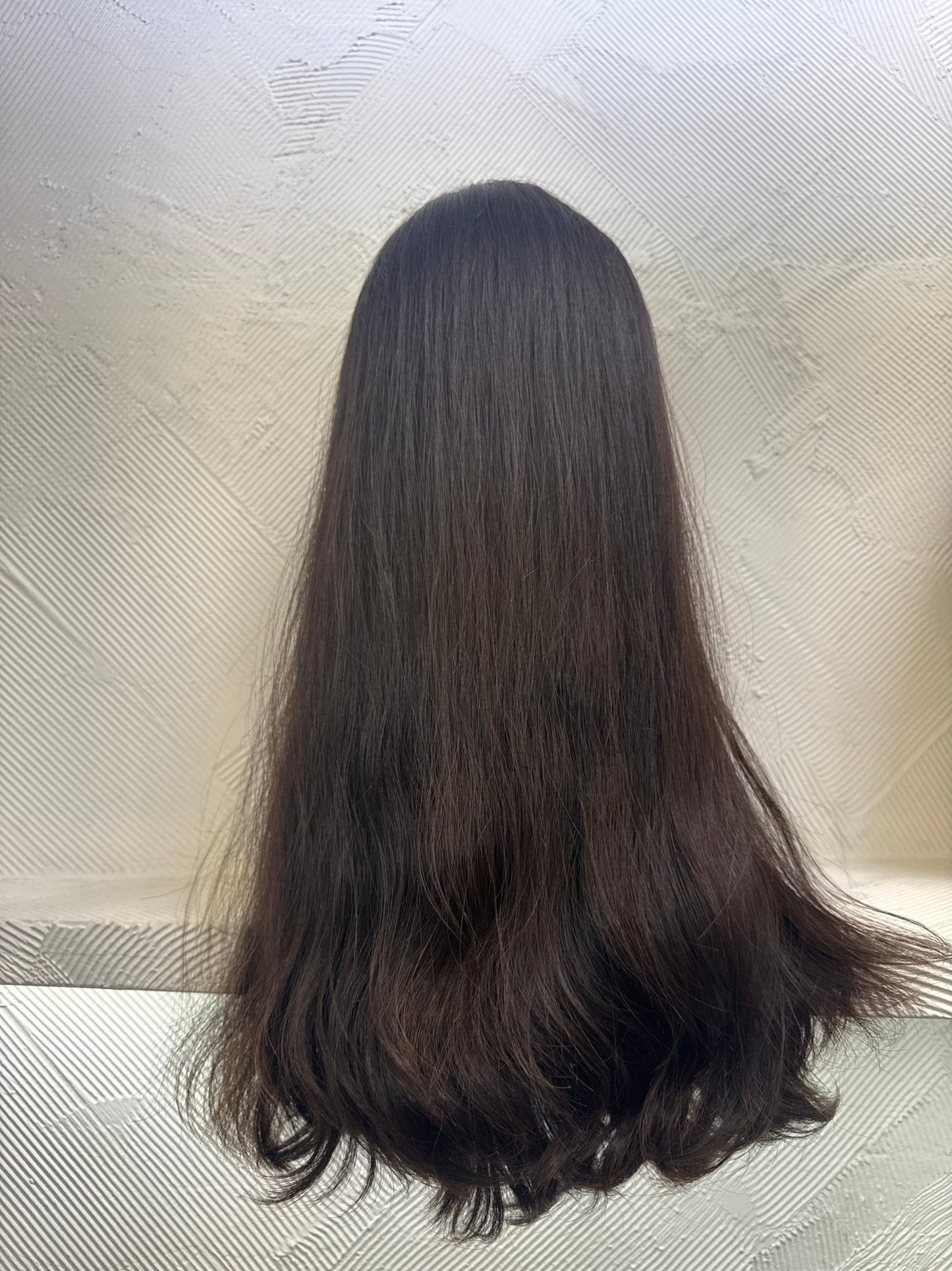 22" Human Hair Lace Top Wig | Dark Brown | Medium Cap | Straight Human Hair Lace Top Wig | Tallie Wigs Los Angeles
