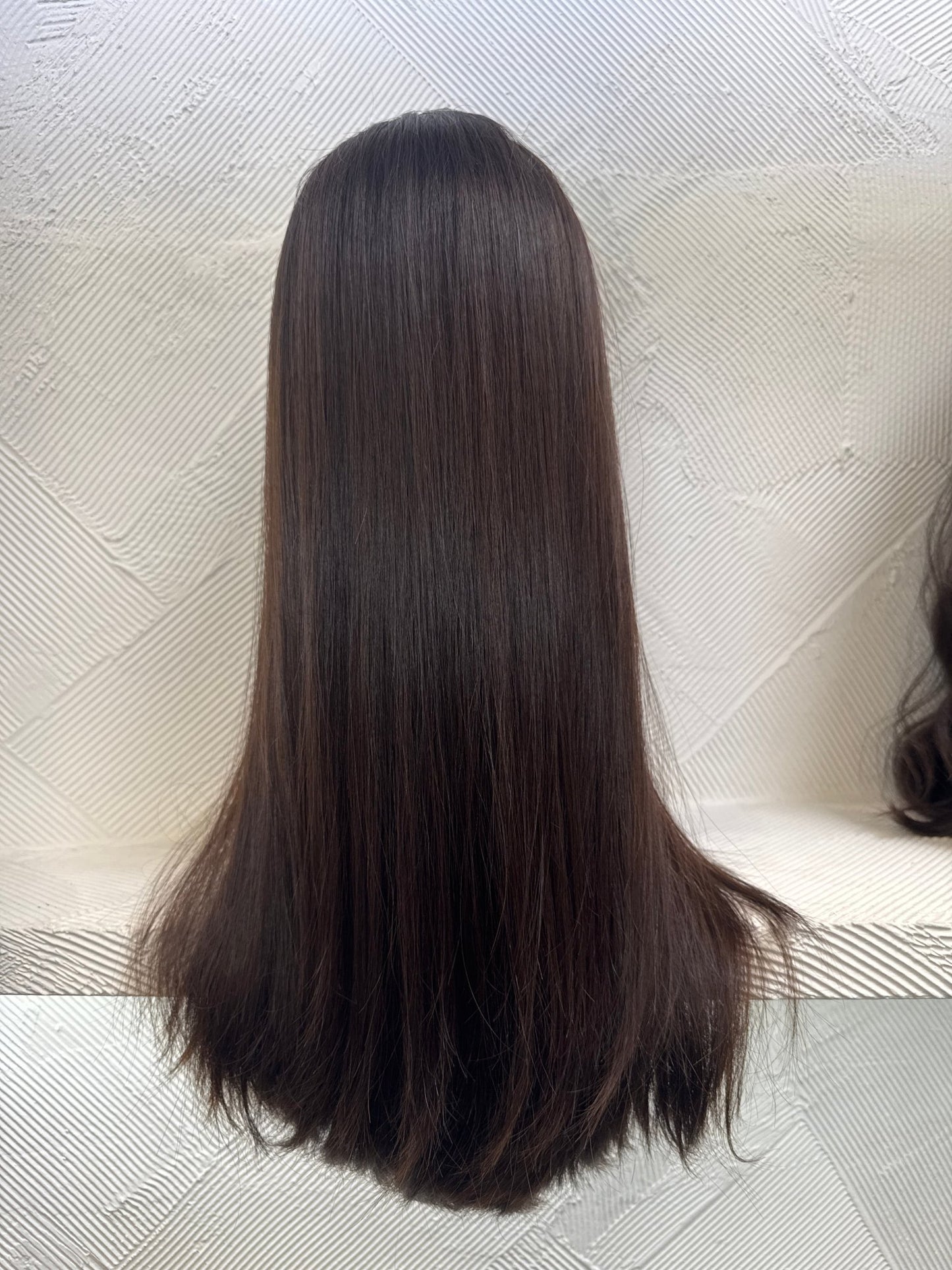 22" Human Hair Lace Top Wig | Medium Brown | Medium Cap | Straight Human Hair Lace Top Wig | Tallie Wigs Los Angeles