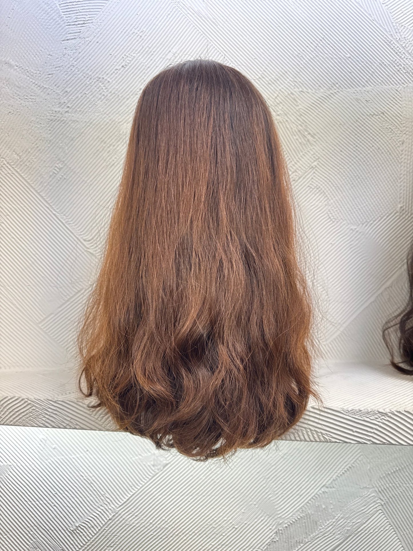 19" Human Hair Lace Top Wig | Chestnut Brown | Medium Cap | Slightly Wavy Human Hair Lace Top Wig | Tallie Wigs Los Angeles