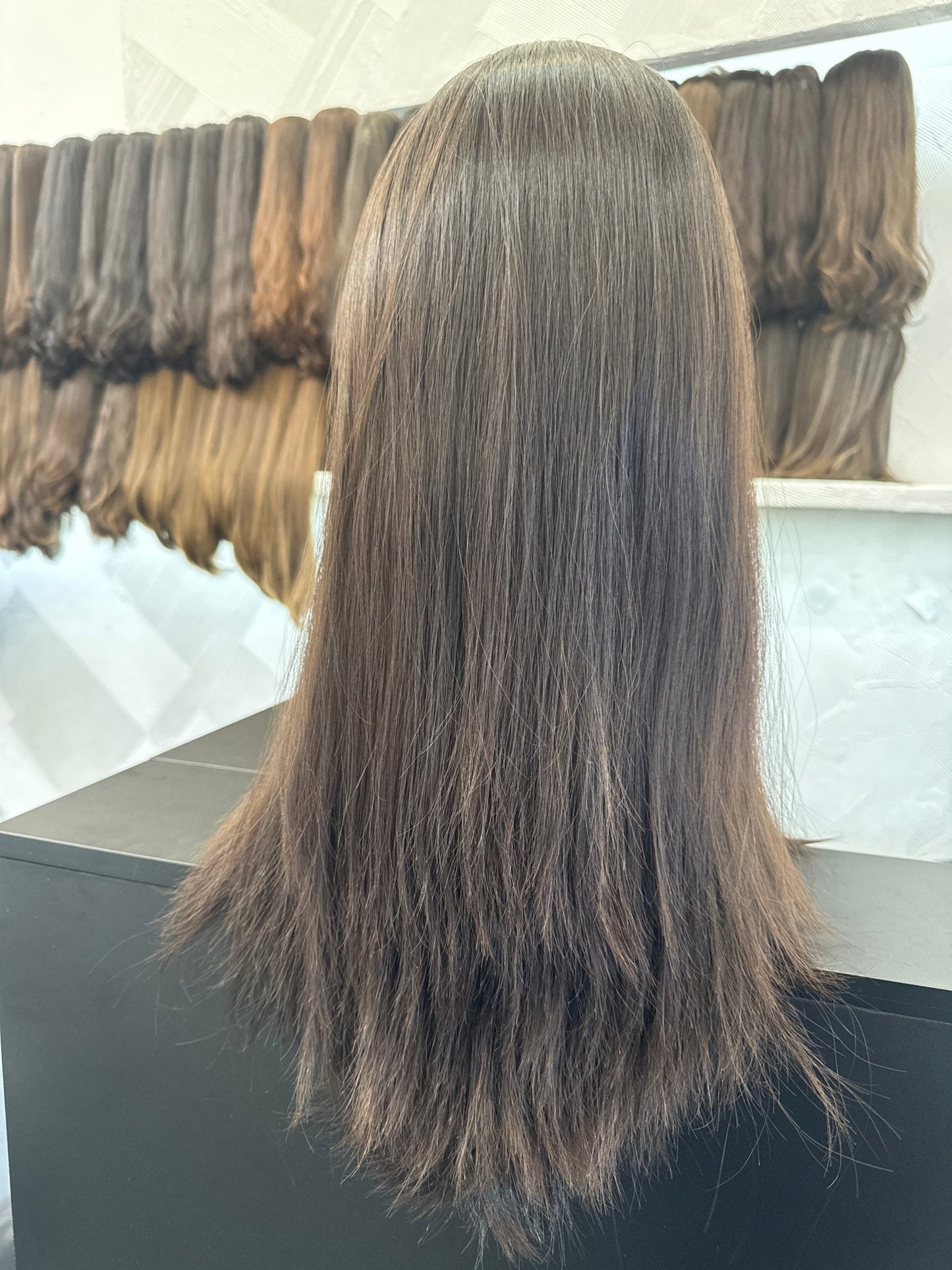 24" Human Hair Silk Top Wig | Dark Brown | Large Cap | Straight Human Hair Silk Top Wig | Tallie Wigs Los Angeles