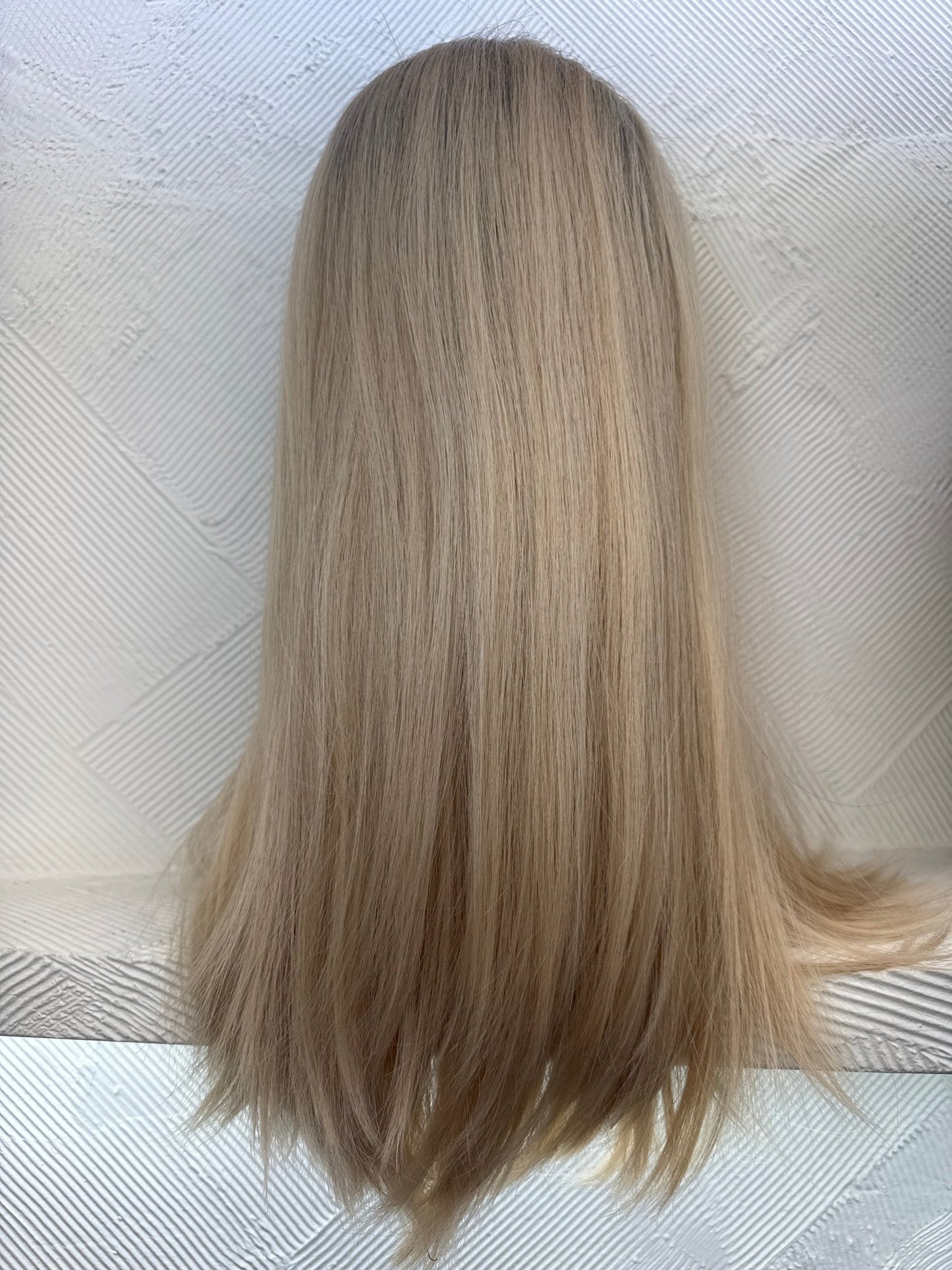 21" Human Hair Lace Top Wig | Butter Blonde + Light Golden Brown | Medium Cap | Straight Human Hair Lace Top Wig | Tallie Wigs Los Angeles