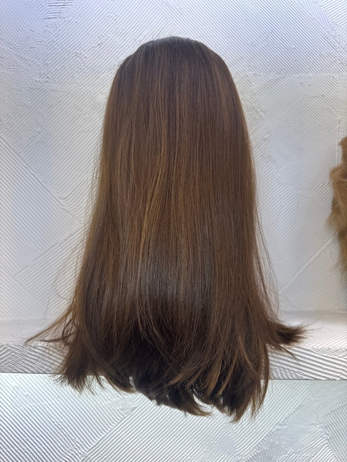 Chestnut & Light Brown Lace Top Wig, 20 Inch | Straight Human Hair | Medium Cap Human Hair Lace Top Wig | Tallie Wigs Los Angeles