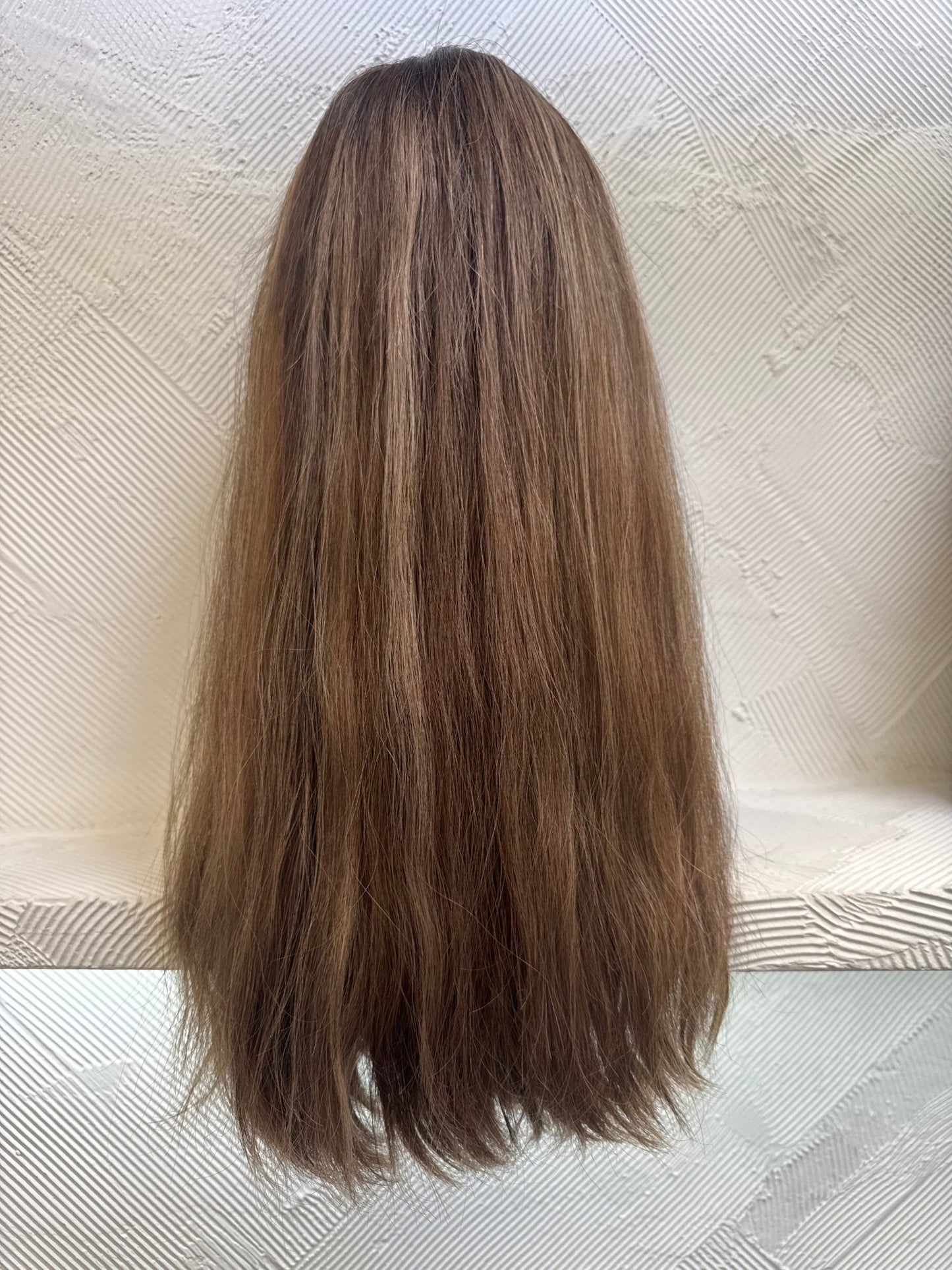 20" Human Hair Lace Top Wig | Golden Blonde + Medium Blonde Brown | Medium Cap | Slightly Wavy Human Hair Lace Top Wig | Tallie Wigs Los Angeles