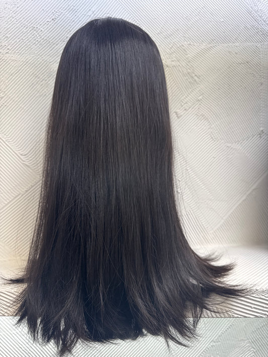 TNT by Tallie - 18 Inch Lace Top Wig - Color #1B Jet Black - Medium Cap - Straight - No Layers - 100% Human Hair